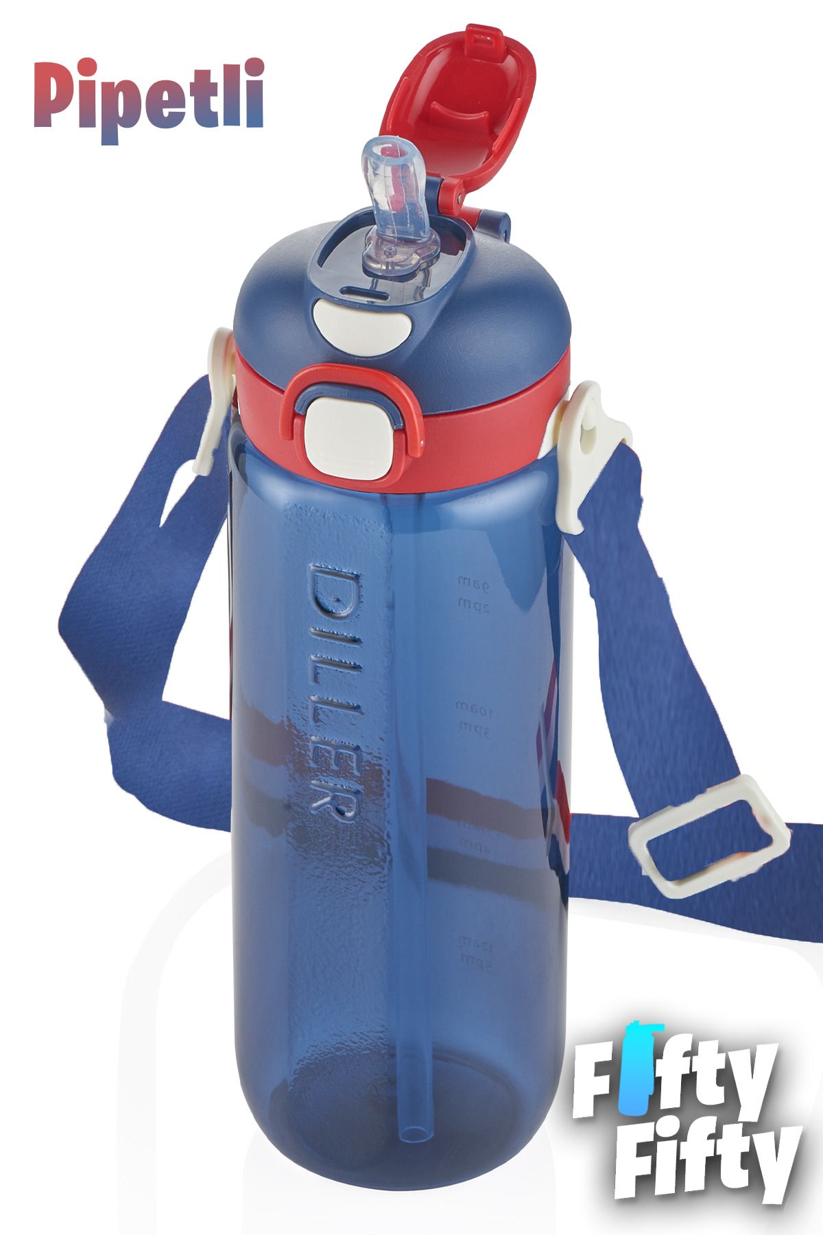 DILLER-780 ml Single Lid Double Use Tritan Water Bottle With/Without Straw Strap-D68Dillertritan780 3