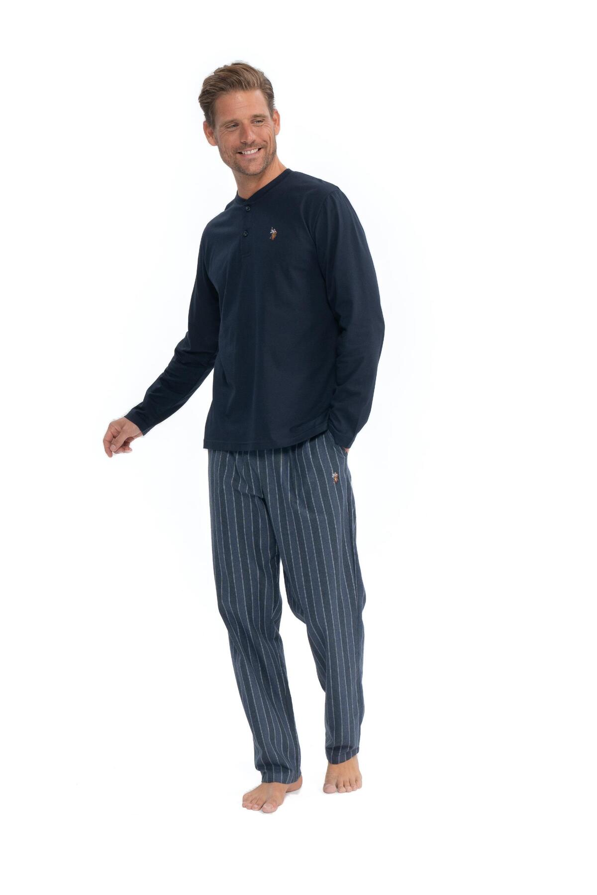 یو اس پولو ست لباس خواب نخی آستین بلند مردانه U.S. Polo Assn. S25849