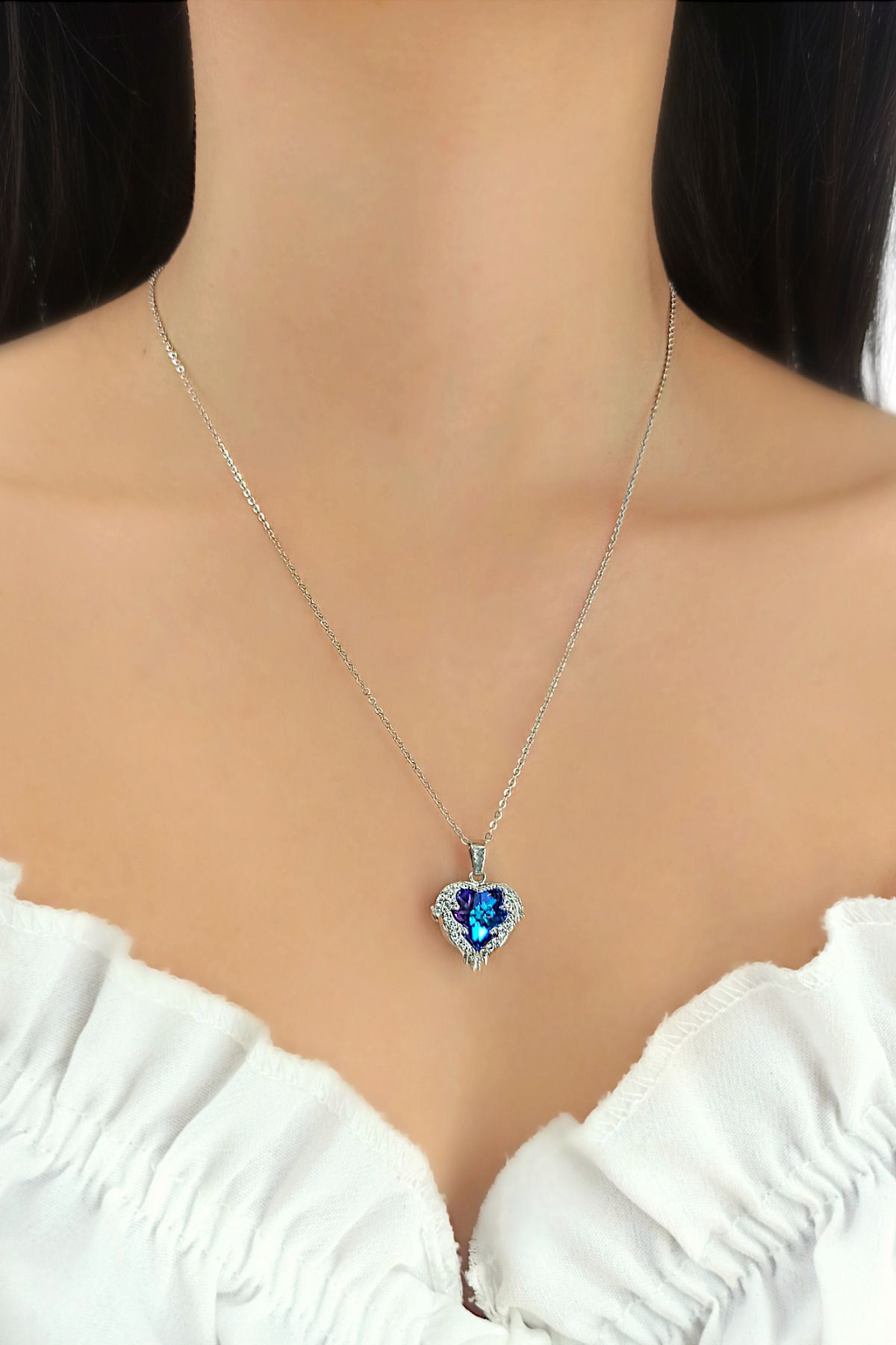 Çlk Accessories-Steel Gradient Heart Necklace 2