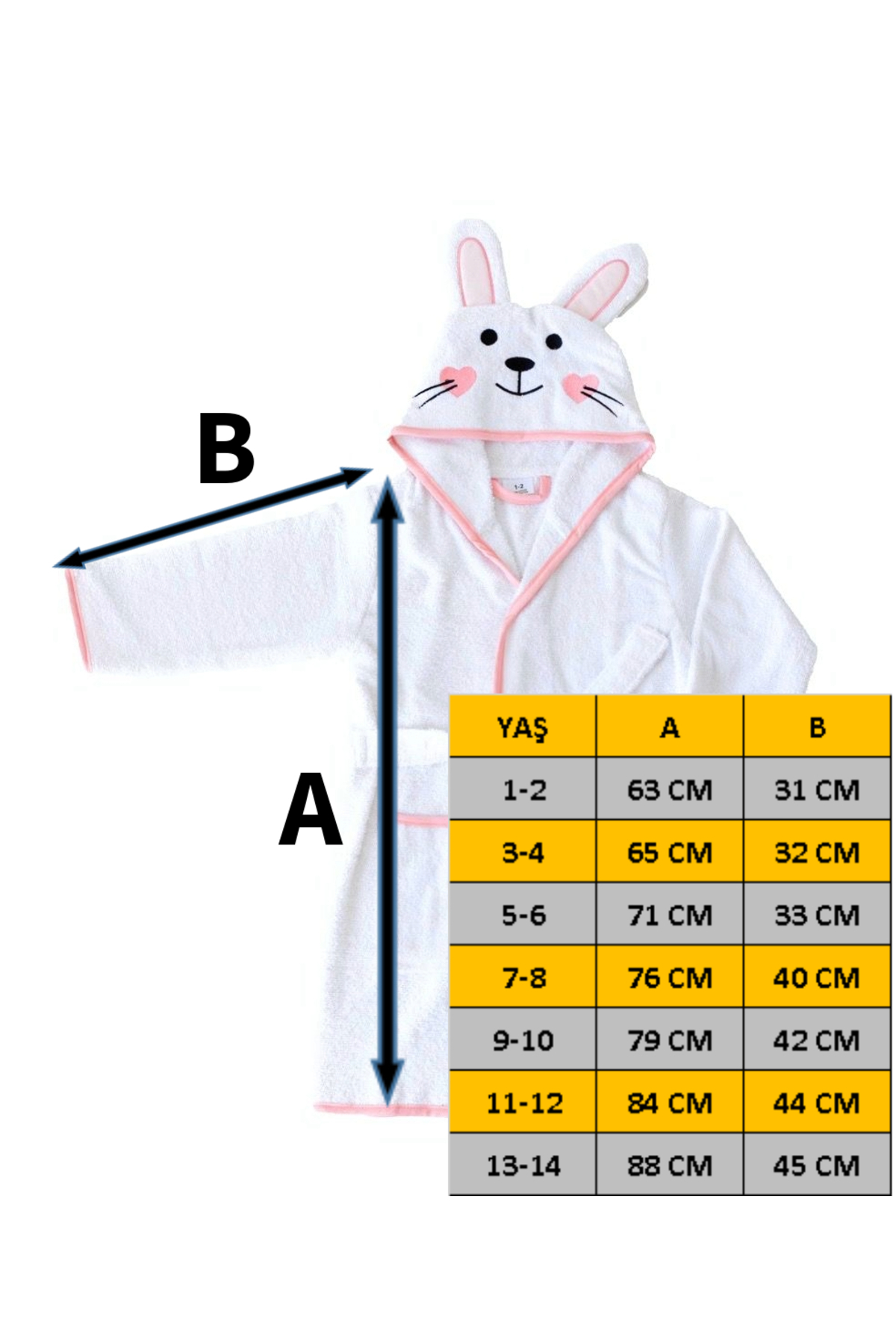 zenginhome Kapüşonlu Çocuk Bornozu,pamuklu,kulaklı,hayvan Figürlü-tavşan fotoğrafı 4 (önizleme)