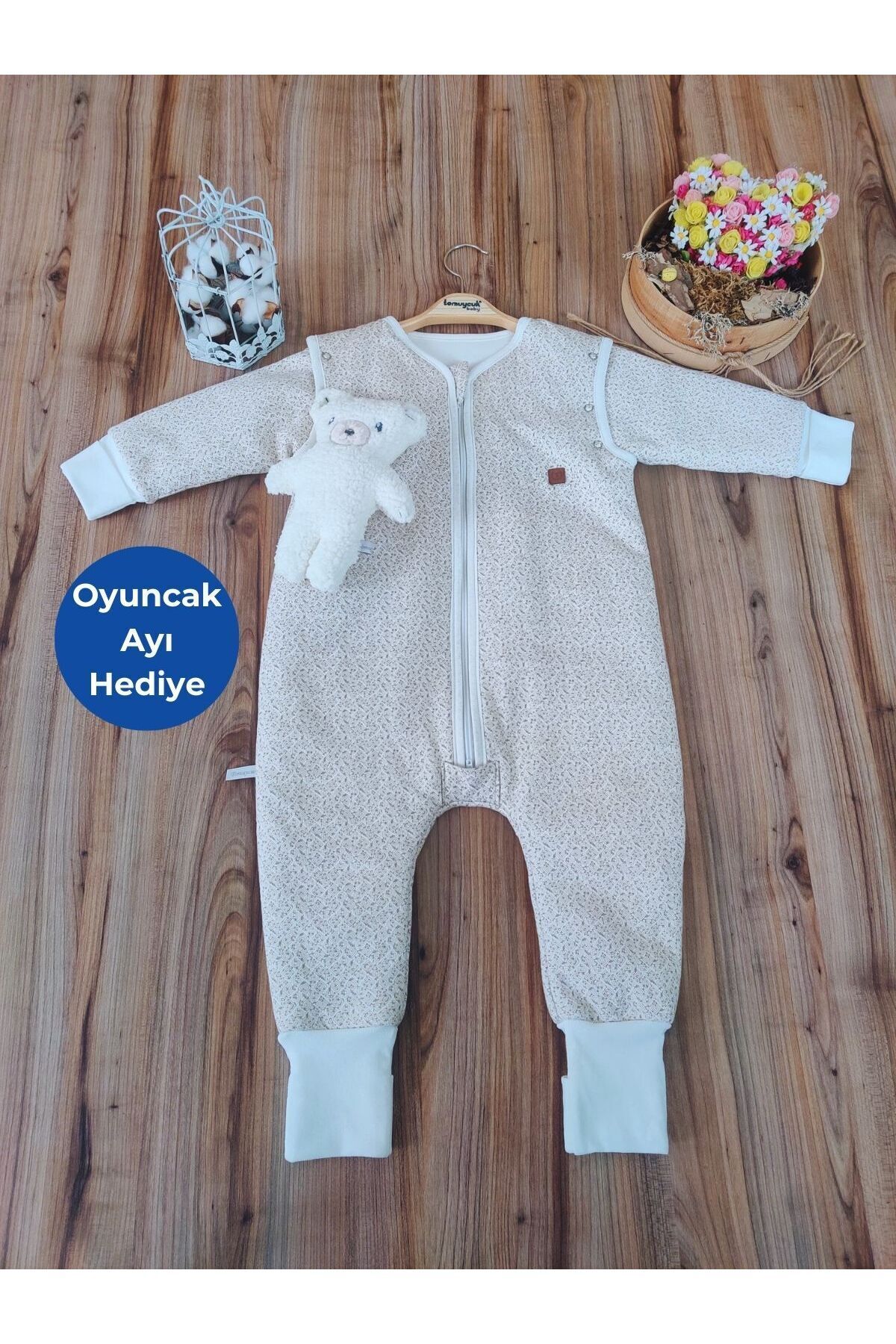 Tomuycuk Kışlık Bebek Çocuk Uyku Tulumu %100 Pamuklu Fermuarlı Ayaklı Uyku Arkadaşı (1 -2)(2-3)(3-4 )yaş fotoğrafı 2 (önizleme)