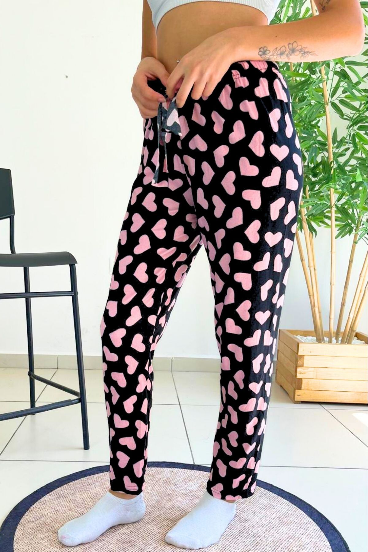 Farya Home-Dreamy Soft Velvet Textured Patterned Suede Pajama Pants 1
