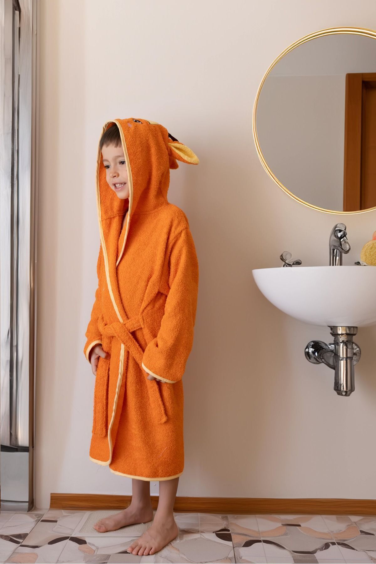 zenginhome Kapüşonlu Çocuk Bornozu,pamuklu,kulaklı,hayvan Figürlü fotoğrafı 6 (önizleme)