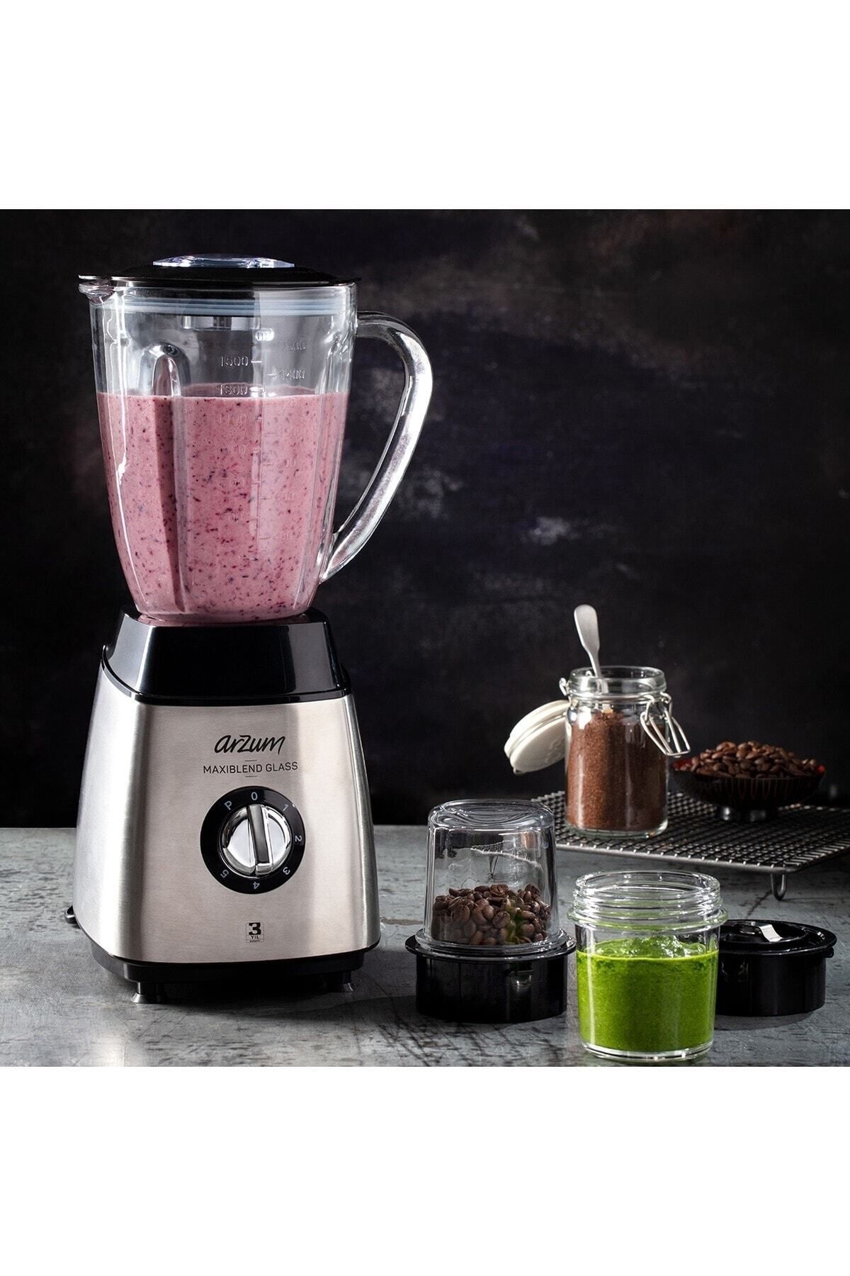 Arzum AR1056 Maxiblend Glass Sürahi Blender - Çelik-2