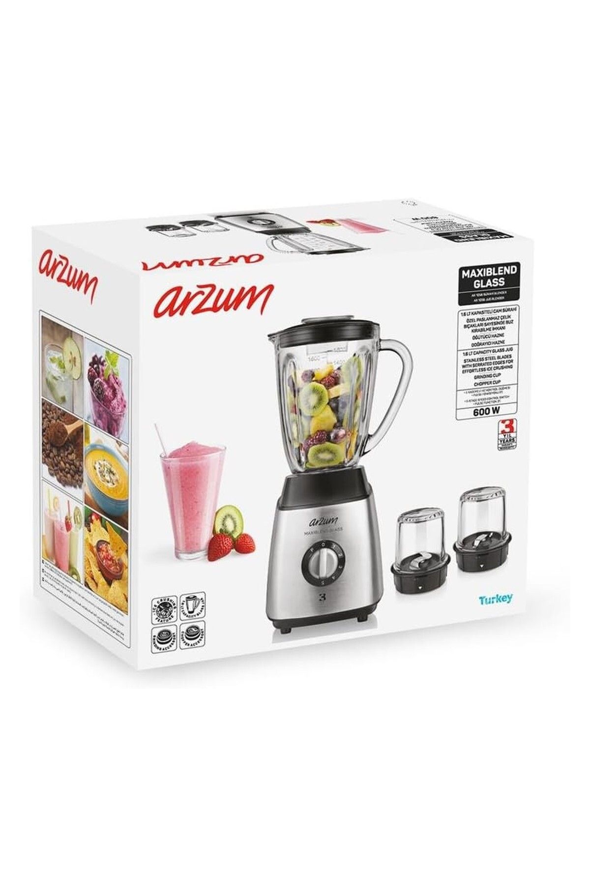 Arzum AR1056 Maxiblend Glass Sürahi Blender - Çelik-3