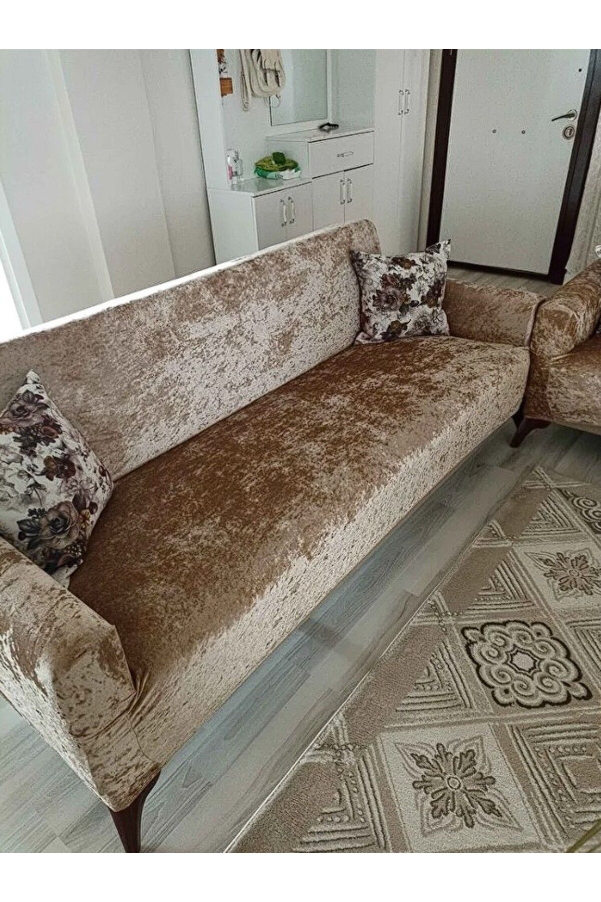روکش مبل چند رنگ لاستیک کشش 3 1 مجموعه جلد صندلی مخملی | پرونده پوشش تختخواب BTF HOME