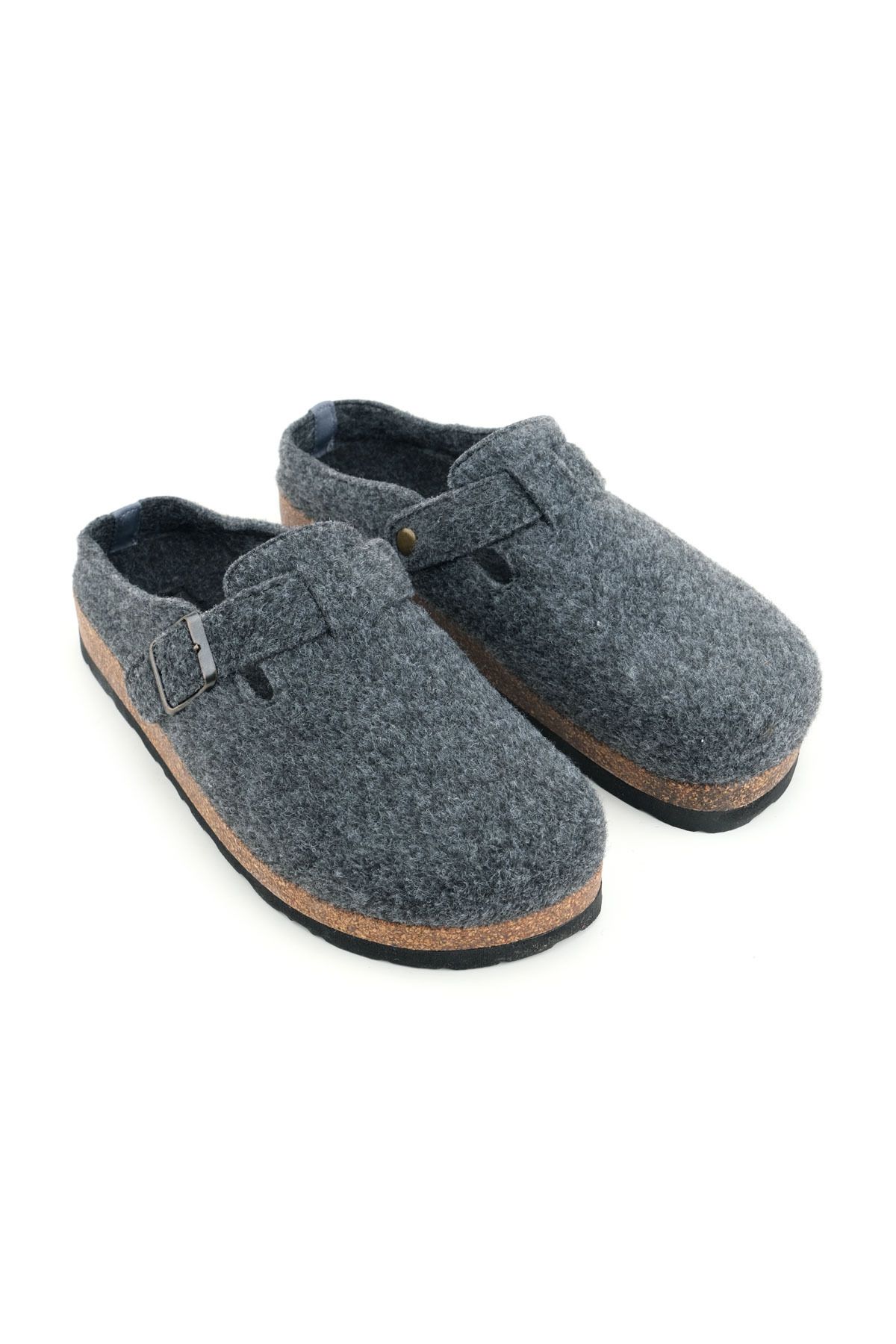 GEZER-Men's Winter Felt Cork Sole Single Buckle Adjustable Comfortable Sole Home Garden Slippers 3