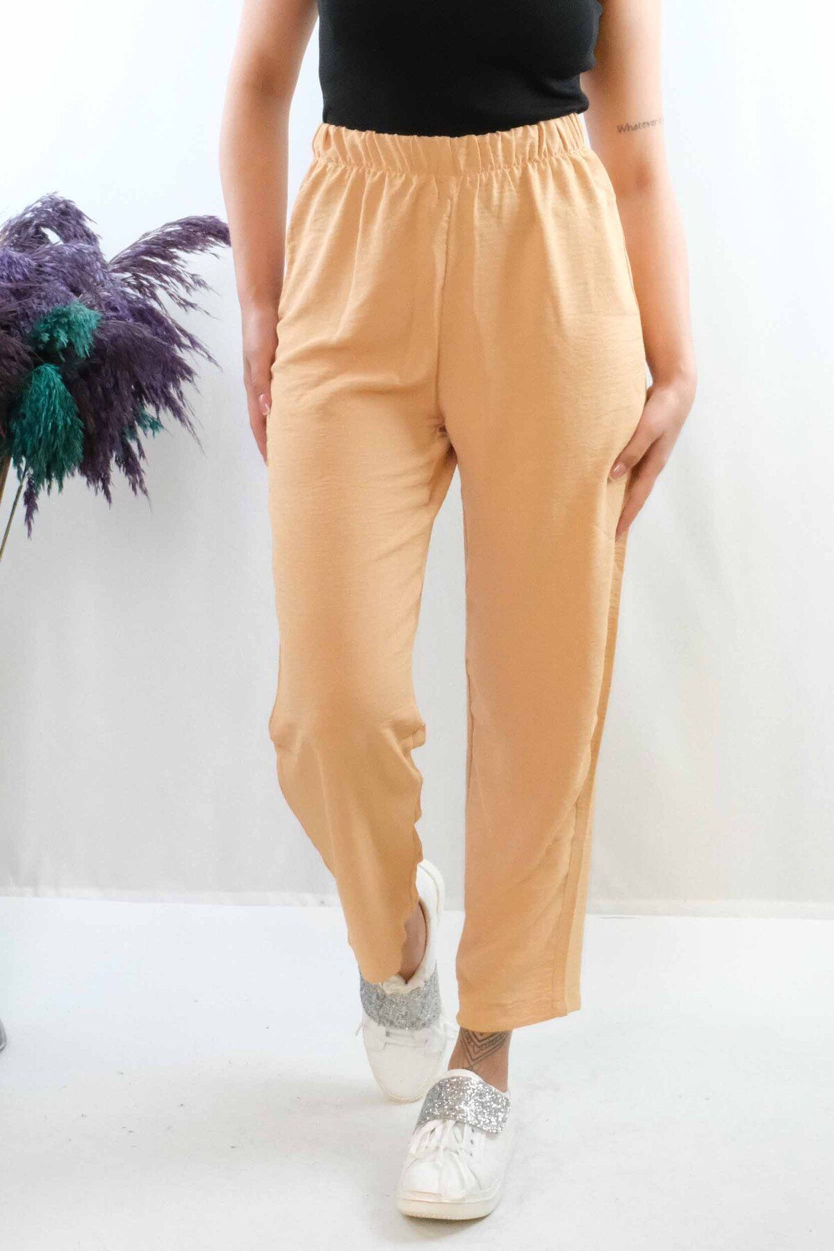 ZenWave BSMA Moda Çizgi Aerobin Pantolon camel