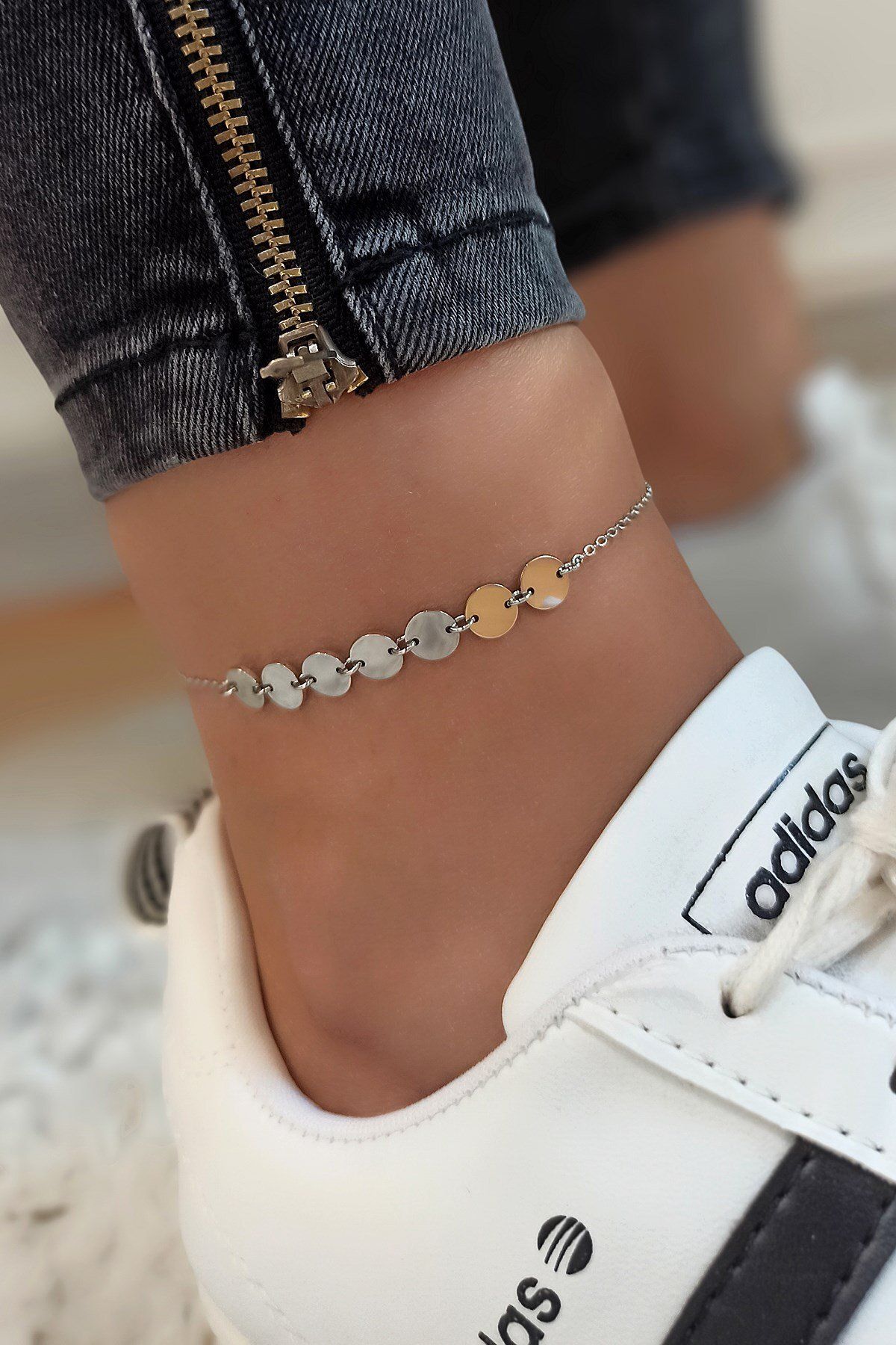 Çlk Accessories-Steel Plate Model Chain Steel Anklet Trhalhal4110 B34003 1