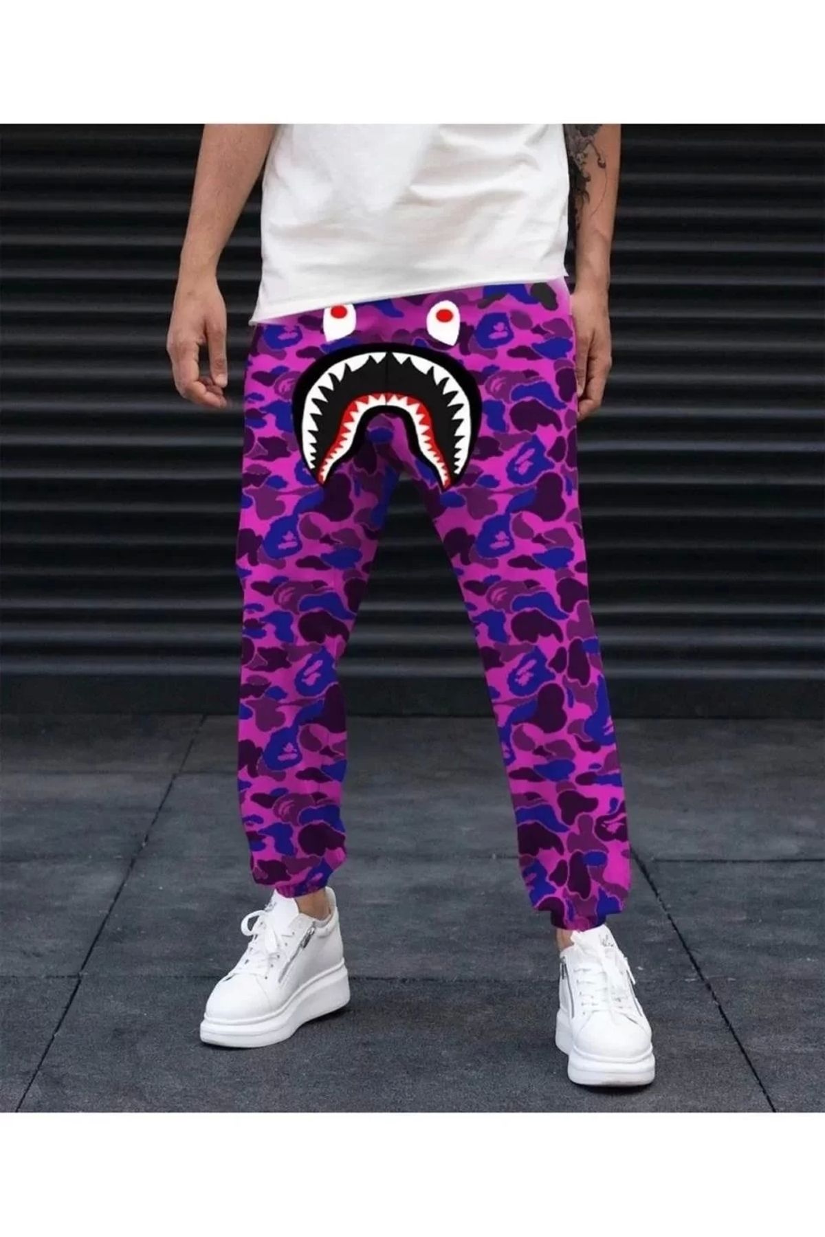 CVS Unisex Pubg Bape x Shark Eşofman Altı - Mor