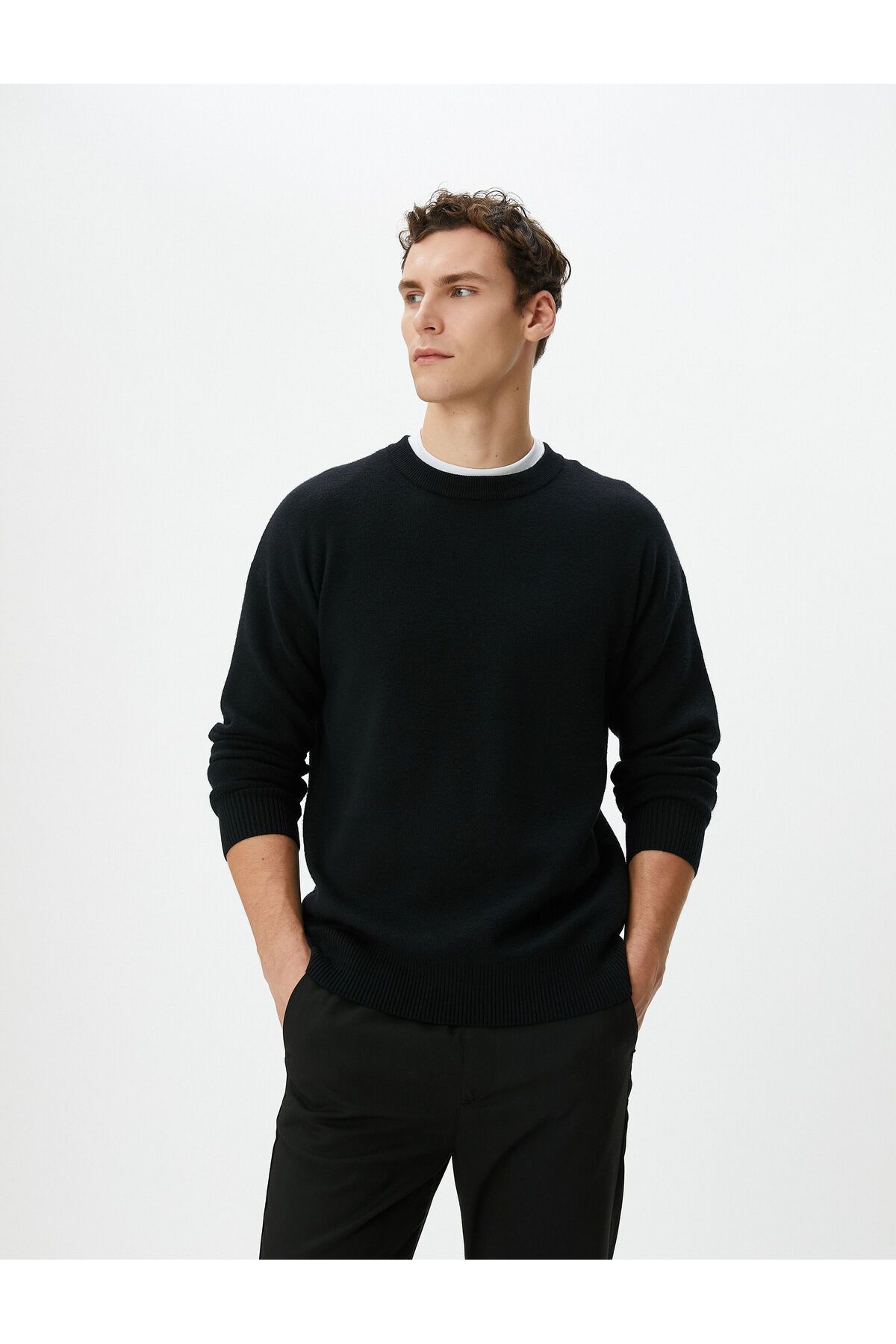 Koton-Crew Neck Long Sleeve Soft Textured Basic Knitwear Sweater 1