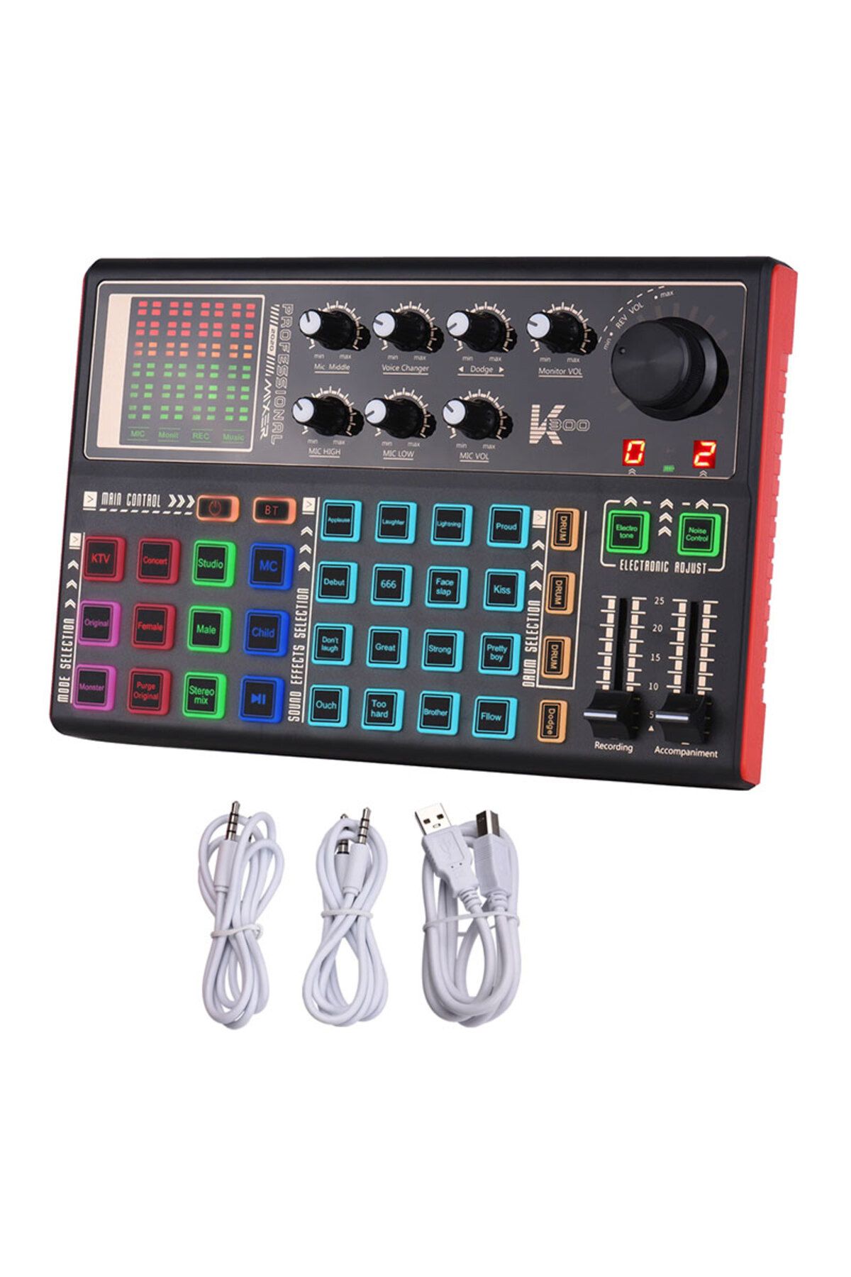KEEPRO-K300 Bluetooth Sound Card for Live Broadcast, Mixer with Multiple Sound Effects 5