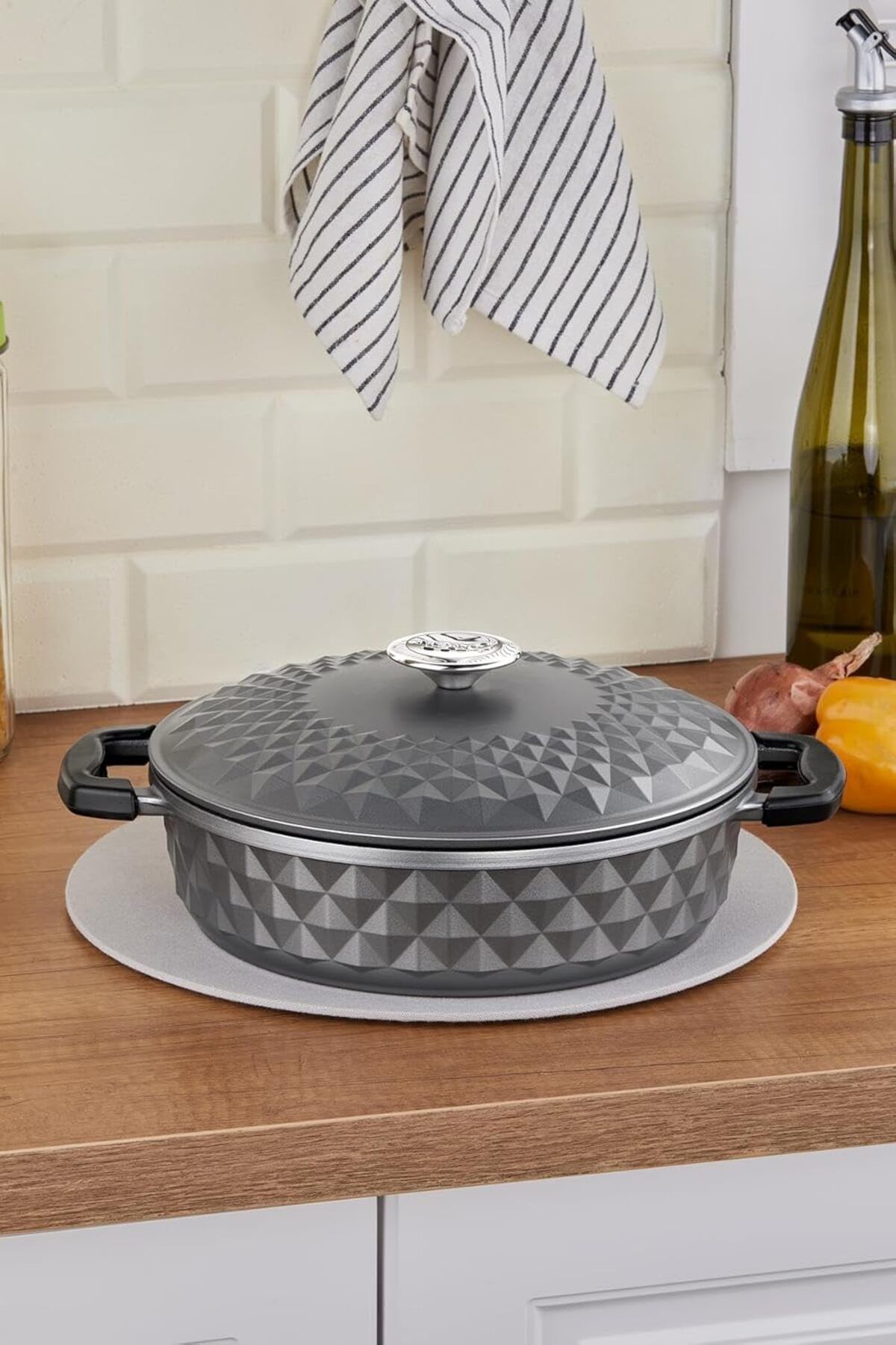 STOREMAX nffashopm Bella Döküm Kapak Basık Tencere 26 Cm Gri storestarx 1051353