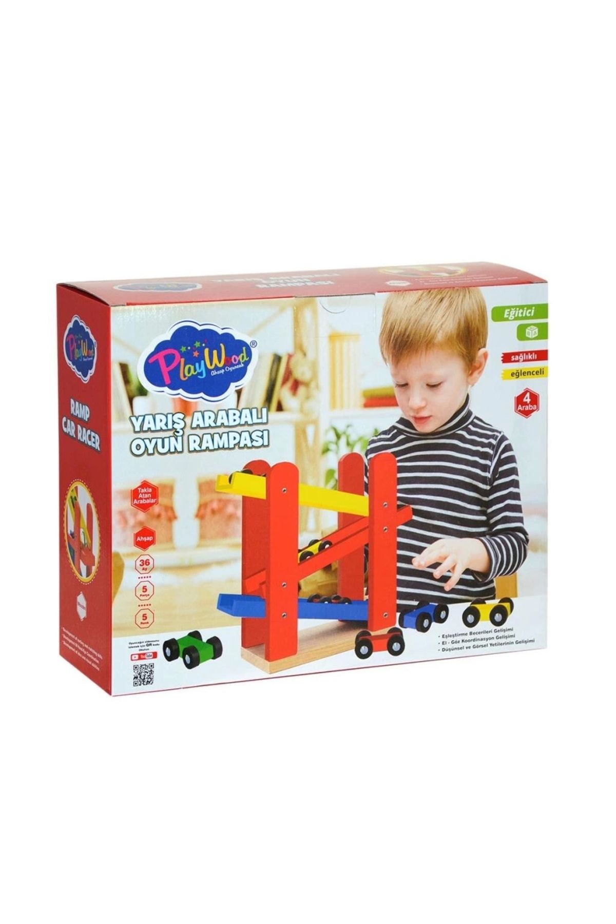 Basic Fun Çocuk ONY-382 PlayWood  Ahşap Yarış Arabalı Oyun Rampası-Onyıl