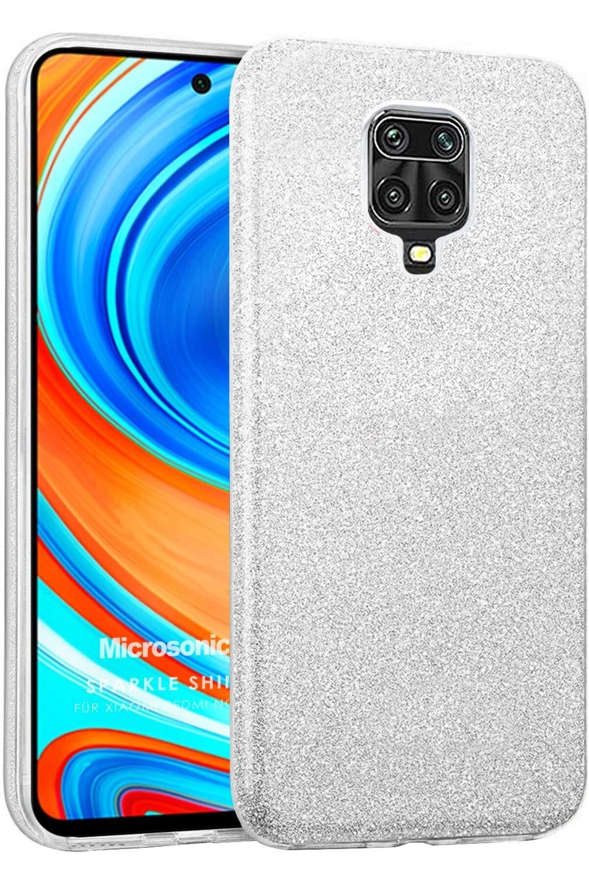 STOREMAX efshopx Xiaomi Redmi Note 9 Pro Max Kılıf Sparkle Shiny Gümüş New Desing 1002192