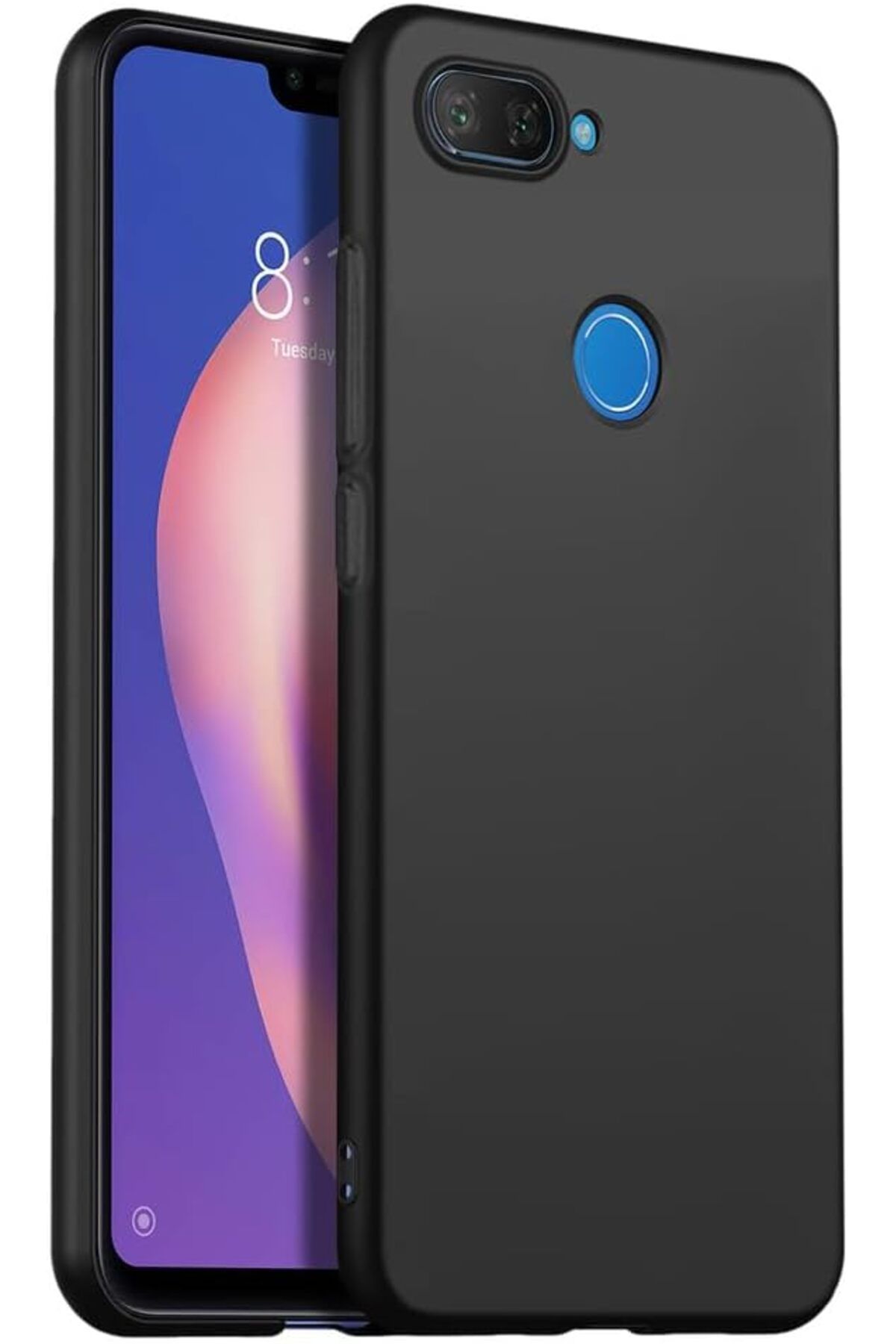 STOREMAX efshopx Mi 8 Lite Uyumlu Sert Rubber Silikon Kılıf (Siyah) New Desing 1002192