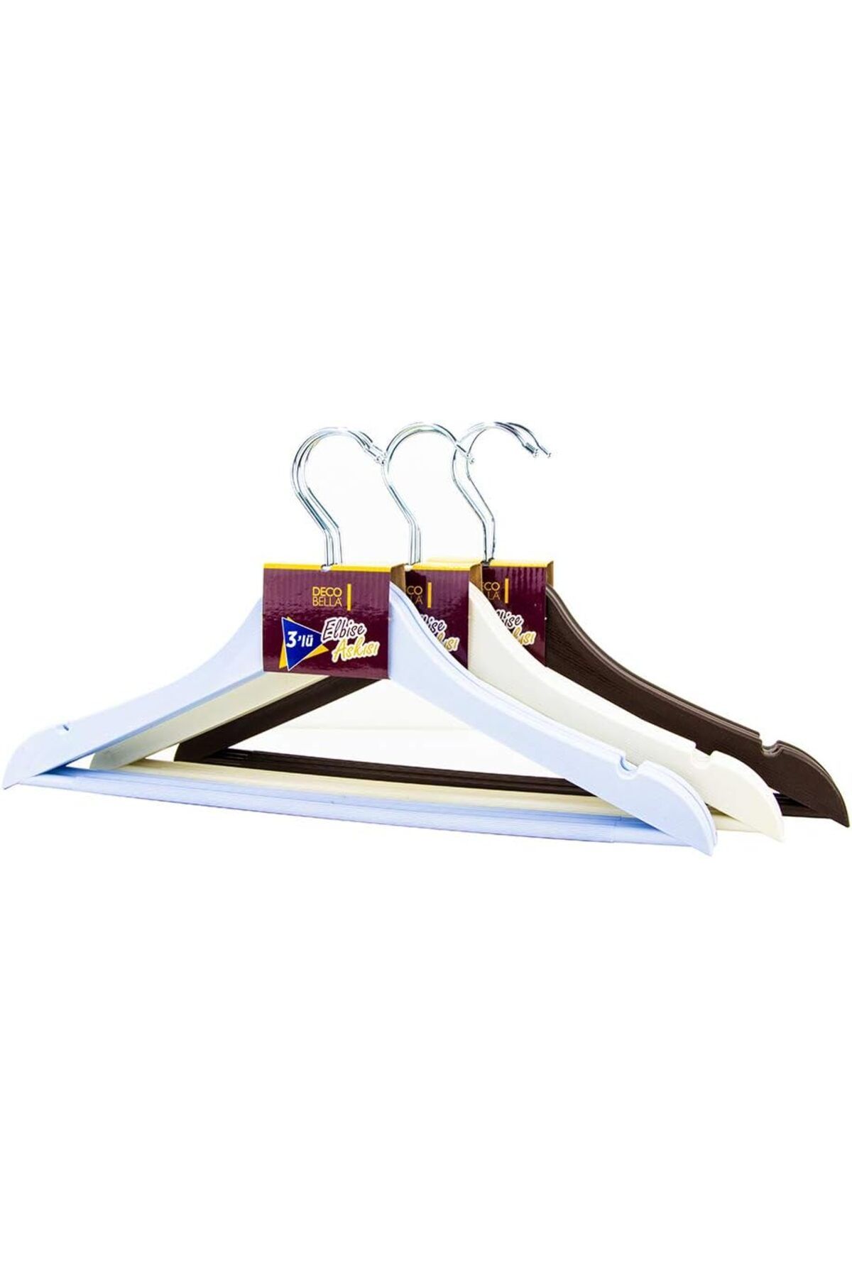 STOREMAX htpshopmx 3'lü Ahşap Görünümlü Plastik Askı, 44 x 23 x 3 cm str http 1092444