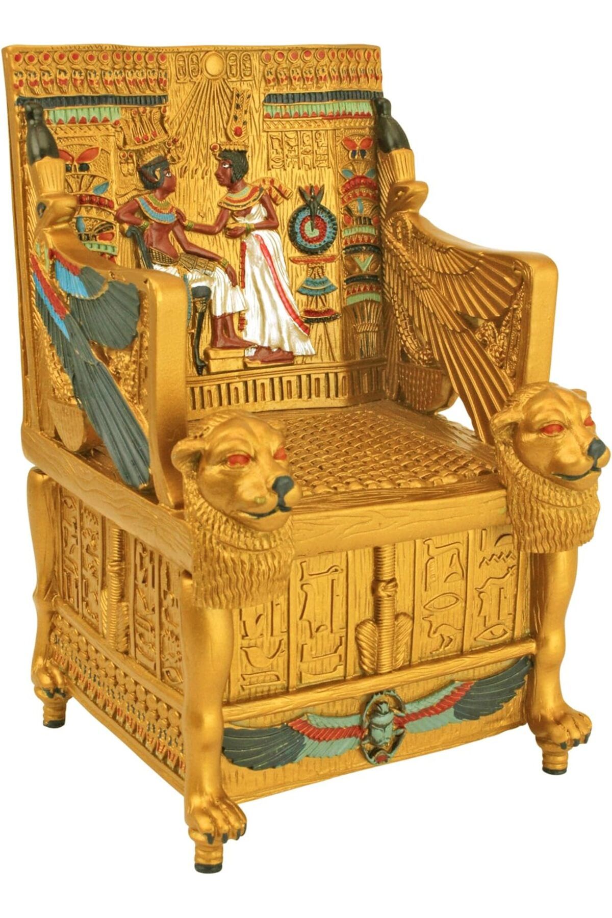 STOREMAX nffashopm Toscano Mısır dekorlu takı kutusu - King Tut Golden Thron Jewelry Box - Mısır heykell