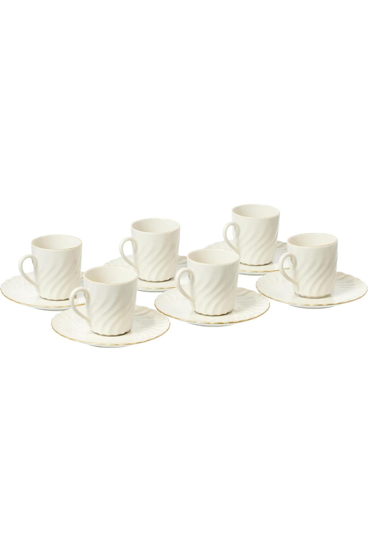 STOREMAX nffastore Porselen Lilyum 12 Parça 6 Kişilik Kahve Fincan Takımı, Krem Star Collectionbuy 105135