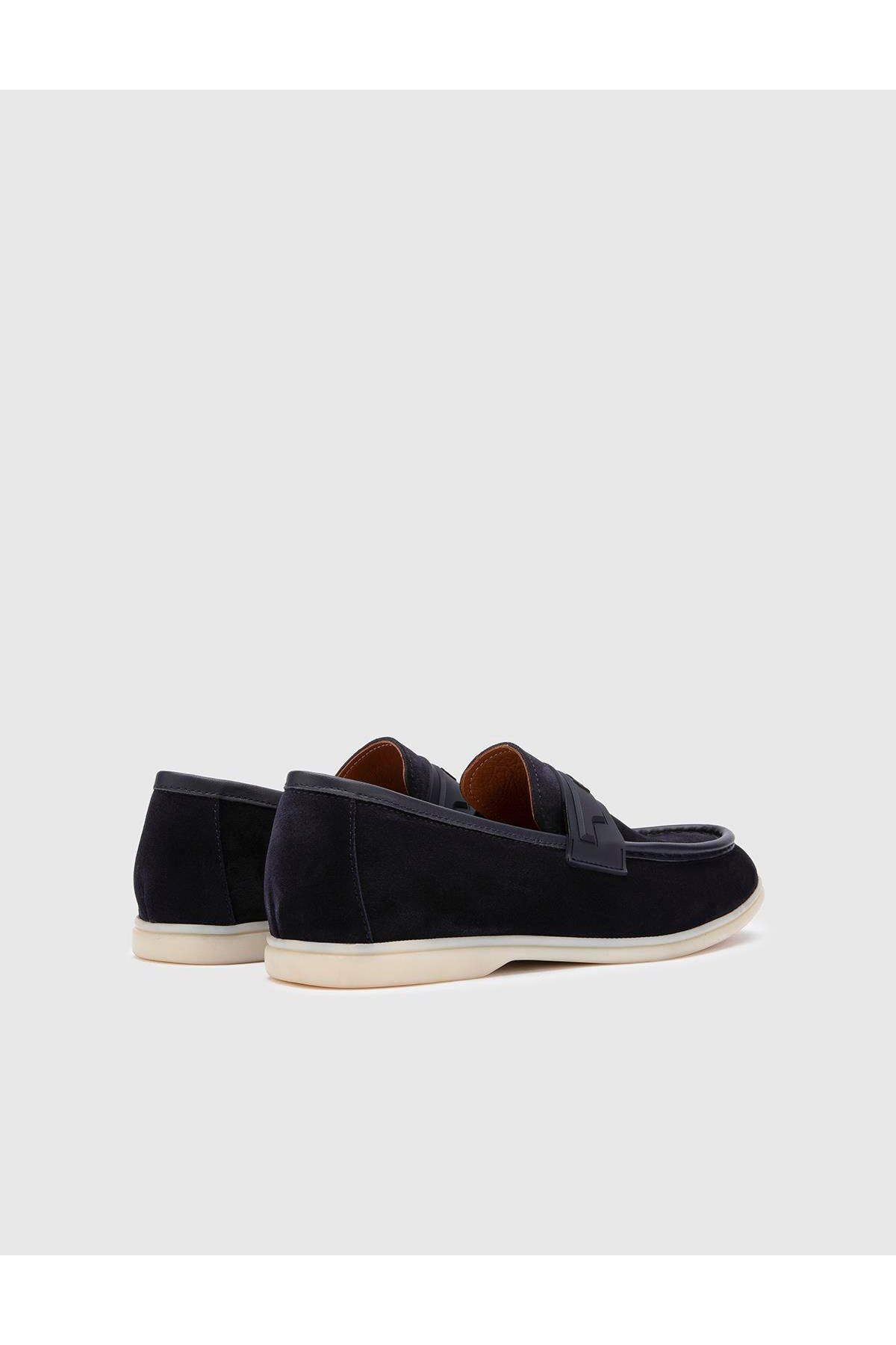 کفش های کژوال مردانه MYLES GENUINE چرمی مردانه'S NAVY BLUE LOAFER İlvi