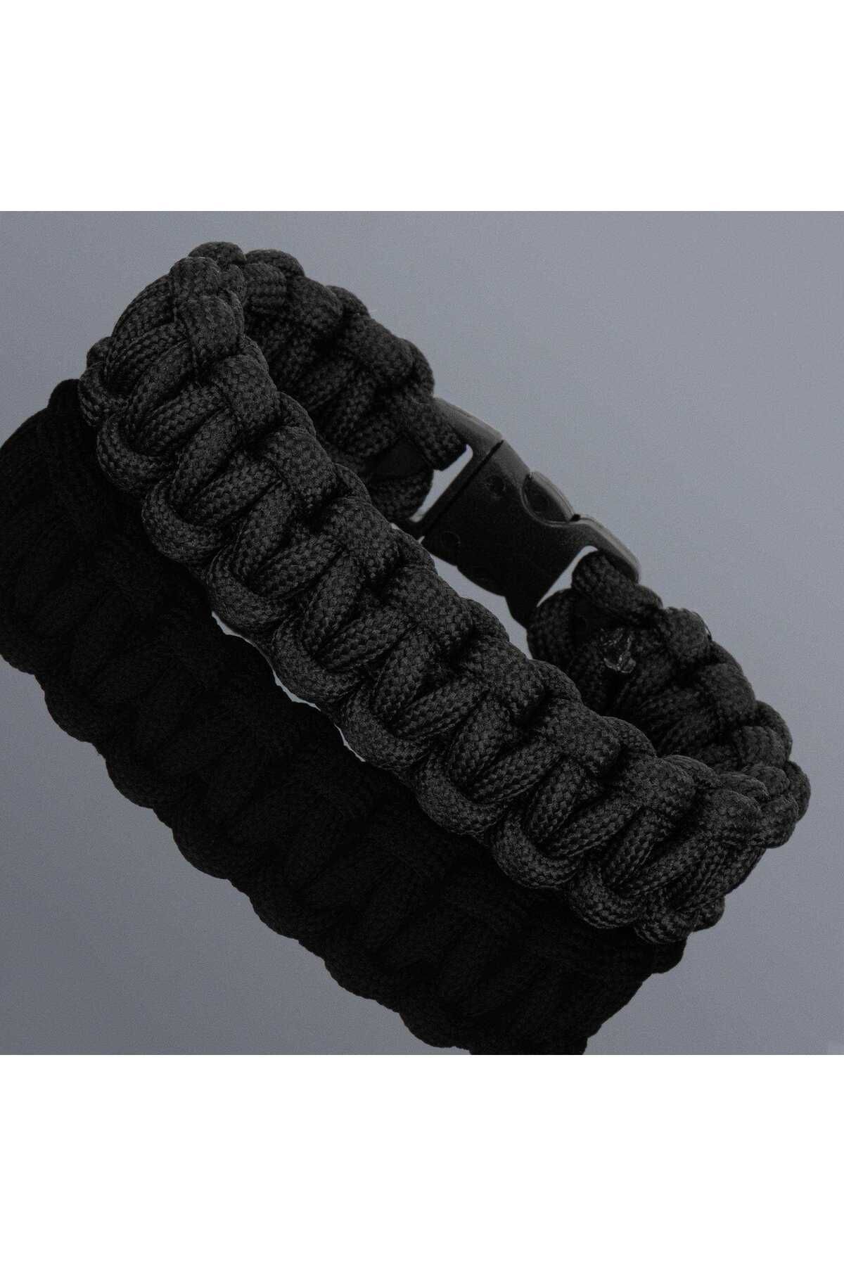 Apptakı Siyah Survival Paracord Bileklik - Par0112