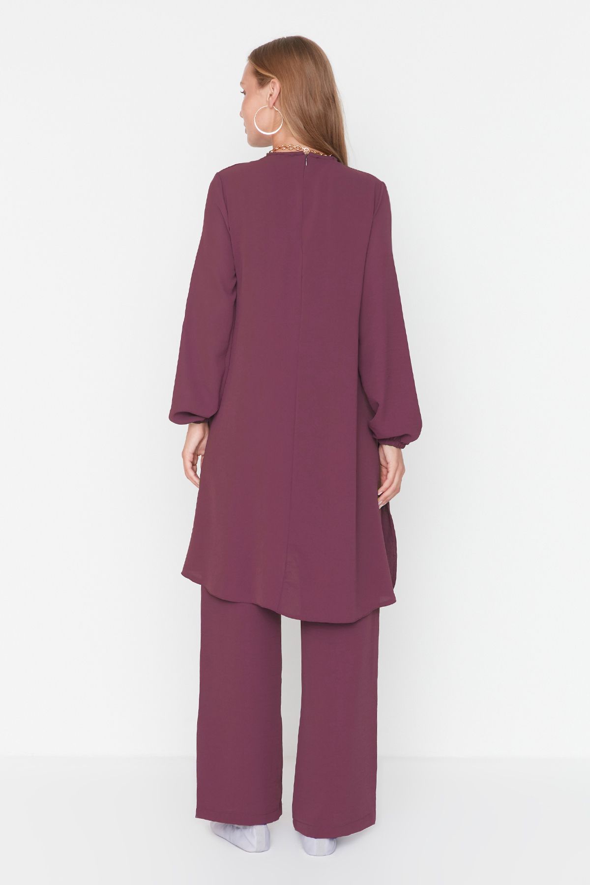 Trendyol Modest-Υφαντό κοστούμι Aerobin - Βαμβακερό μανίκι, ελαστικό φαρδύ πόδι, τουνίκ και παντελόνι TCTSS22US0023 5