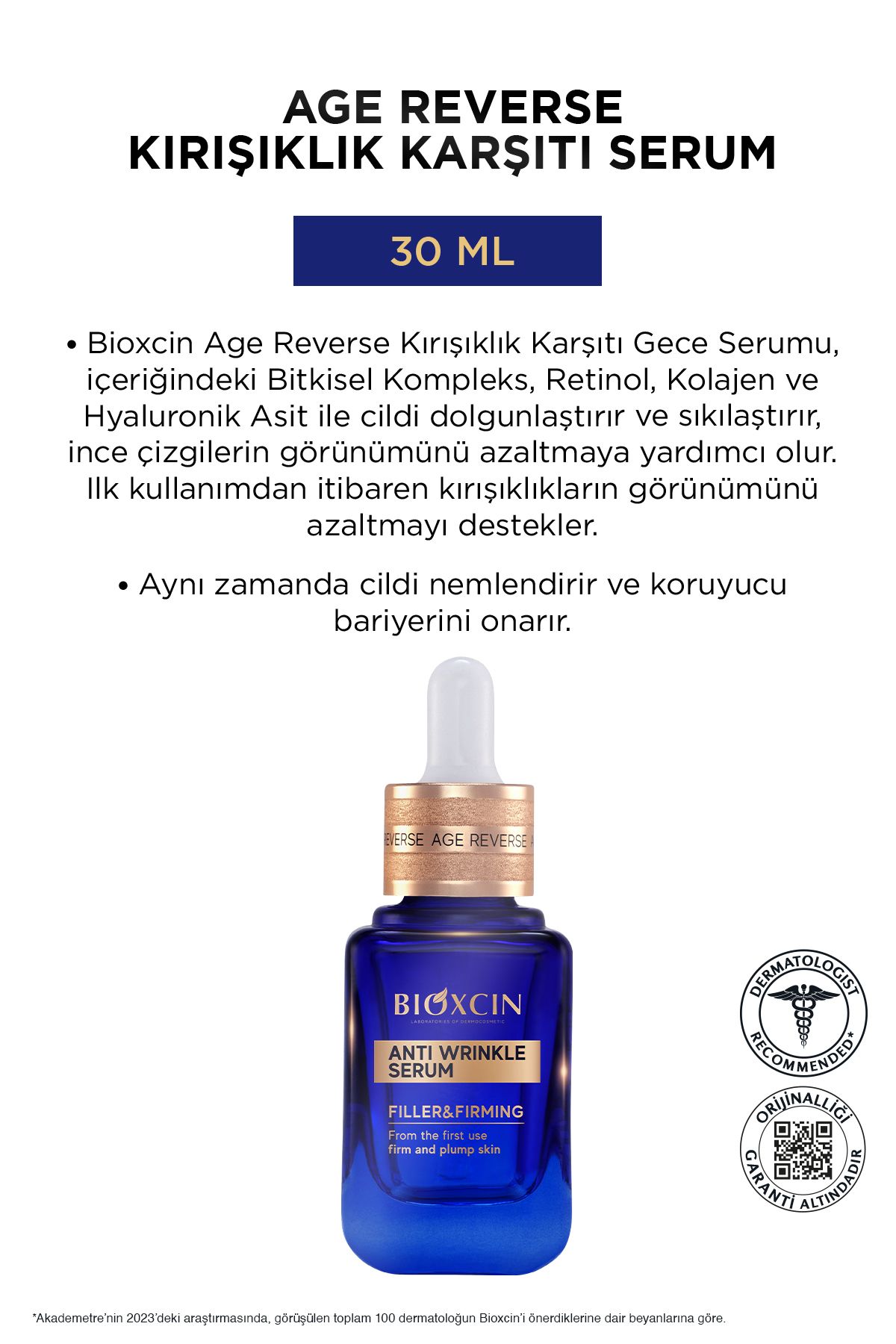 Bioxcin-Age Reverse Wrinkle Serum - 30 ml, 20% Retinol, Collagen Fullness and Firmness 7