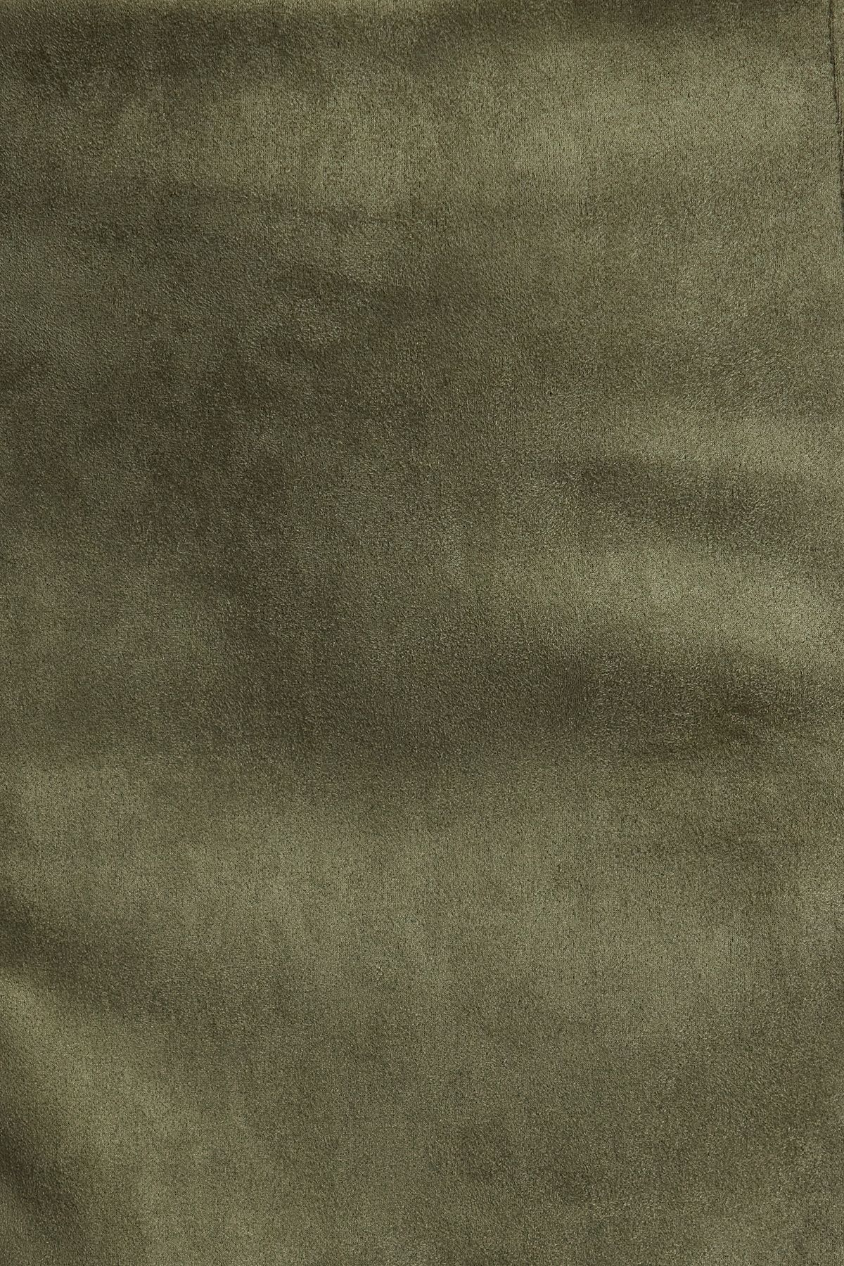 Trendyol Collection-Spódnica mini z tkaniny zamszowej w kolorze khaki w kształcie litery A, tkana TWOAW25ET00117 4
