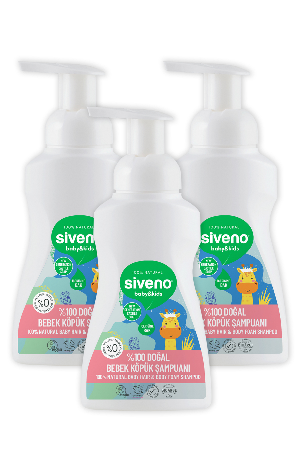 Siveno %100 Doğal Bebek Köpük Şampuanı Yenidoğan Saç ve Vücut İçin Nemlendirici Bitkisel 250 ml X 3 Adet fotoğrafı 2 (önizleme)