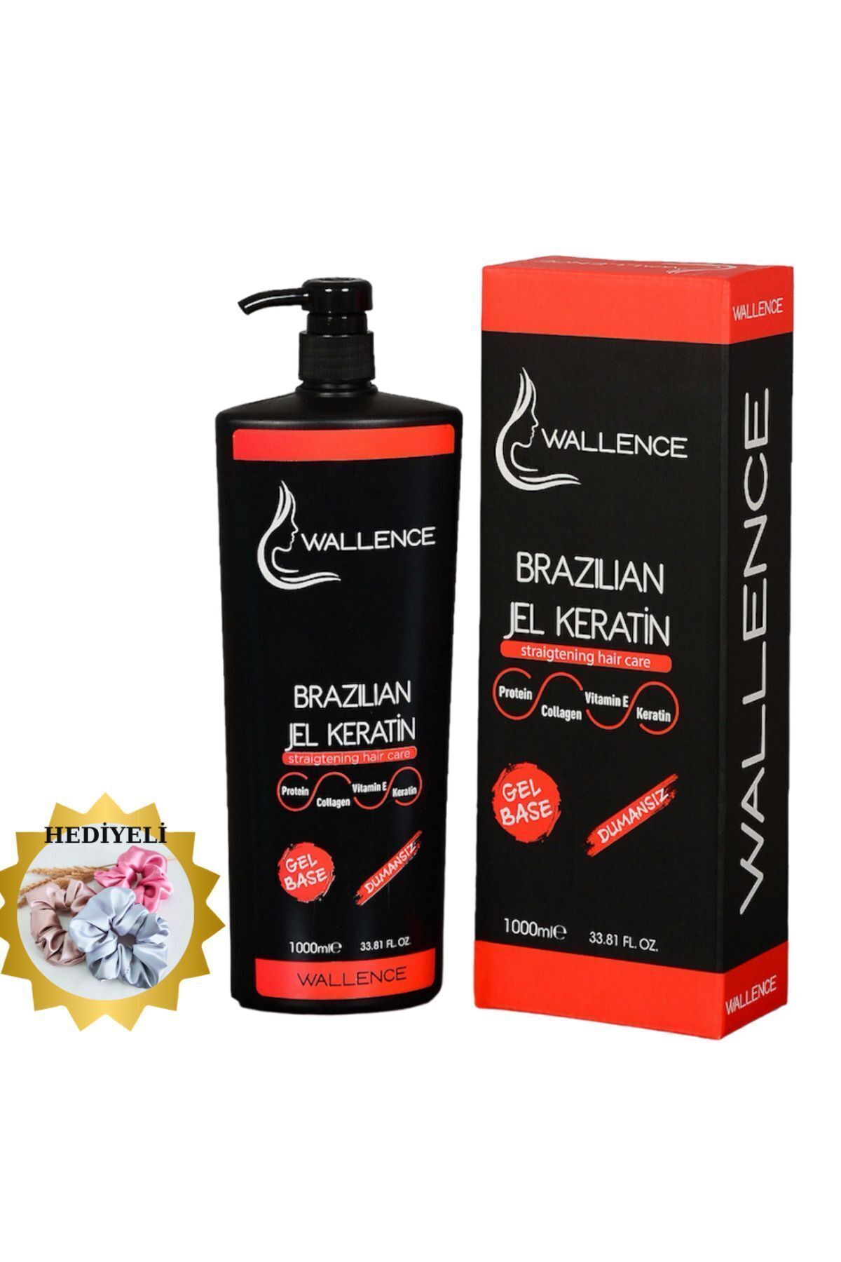 wallence Yıpranmış Saçları Onarıcı Brazılıan Jel Bakım Keratin Dumansız Kokusuz 1000 Ml