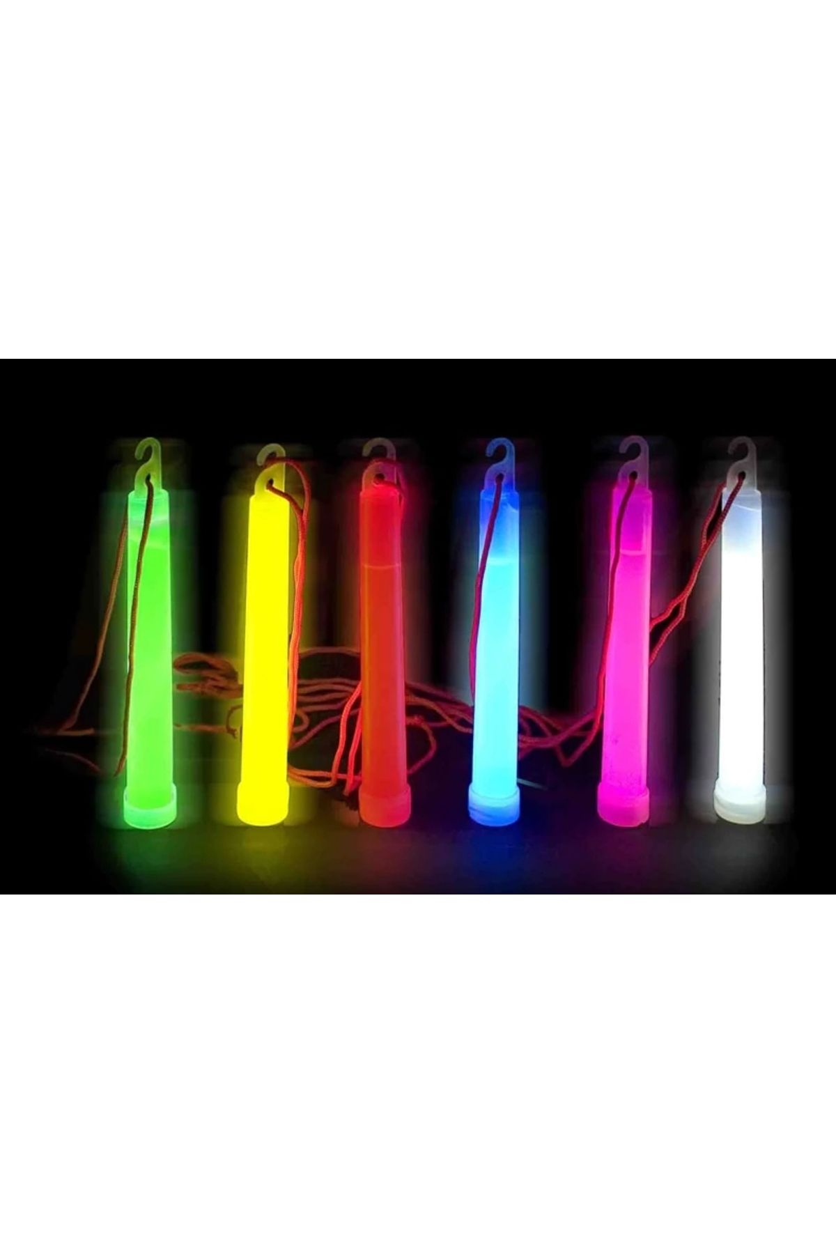 SYNOPE Çocuk Karanlıkta Yanan Asılabilir ip Aparatlı Glow Stick Kolye Glow Stick Lamba 6 Adet 6 Renk 15 cm