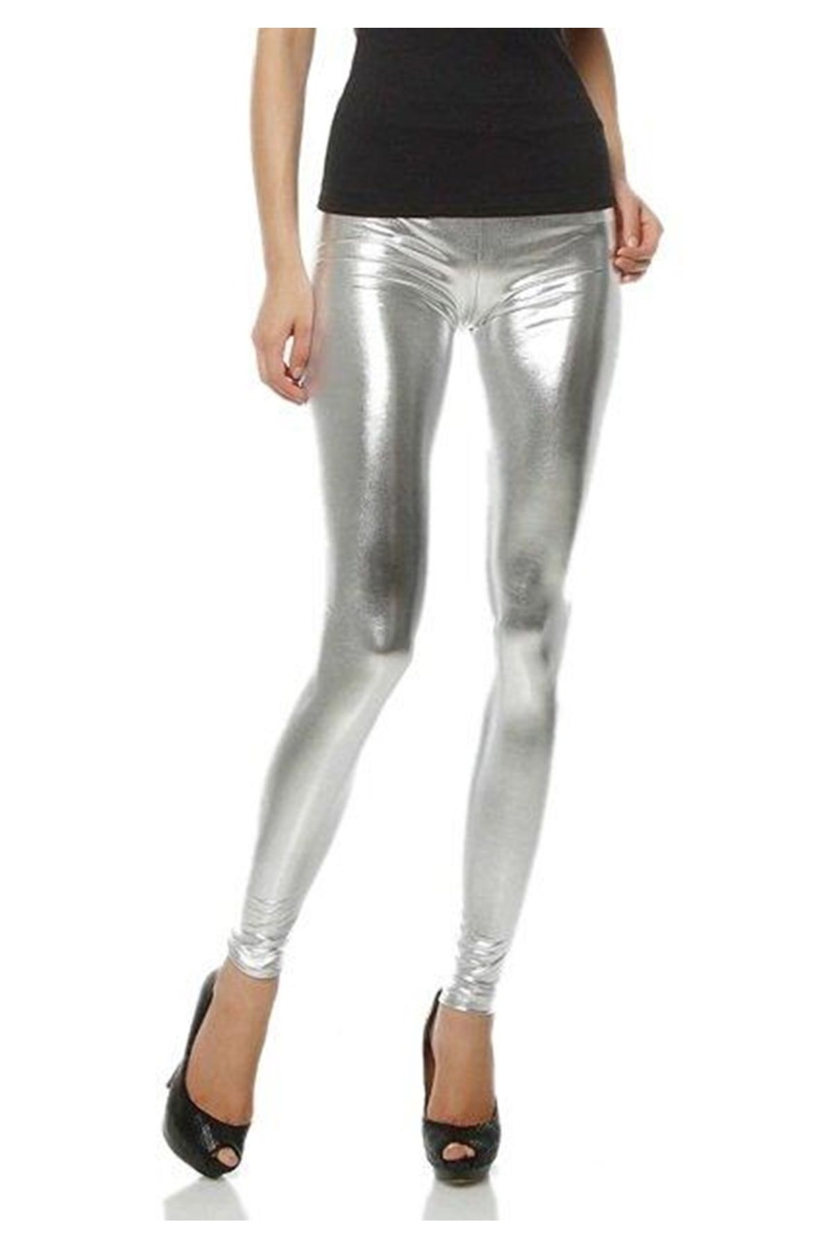 Serap Koç-Shiny Silver Tights - Lycra Design 1