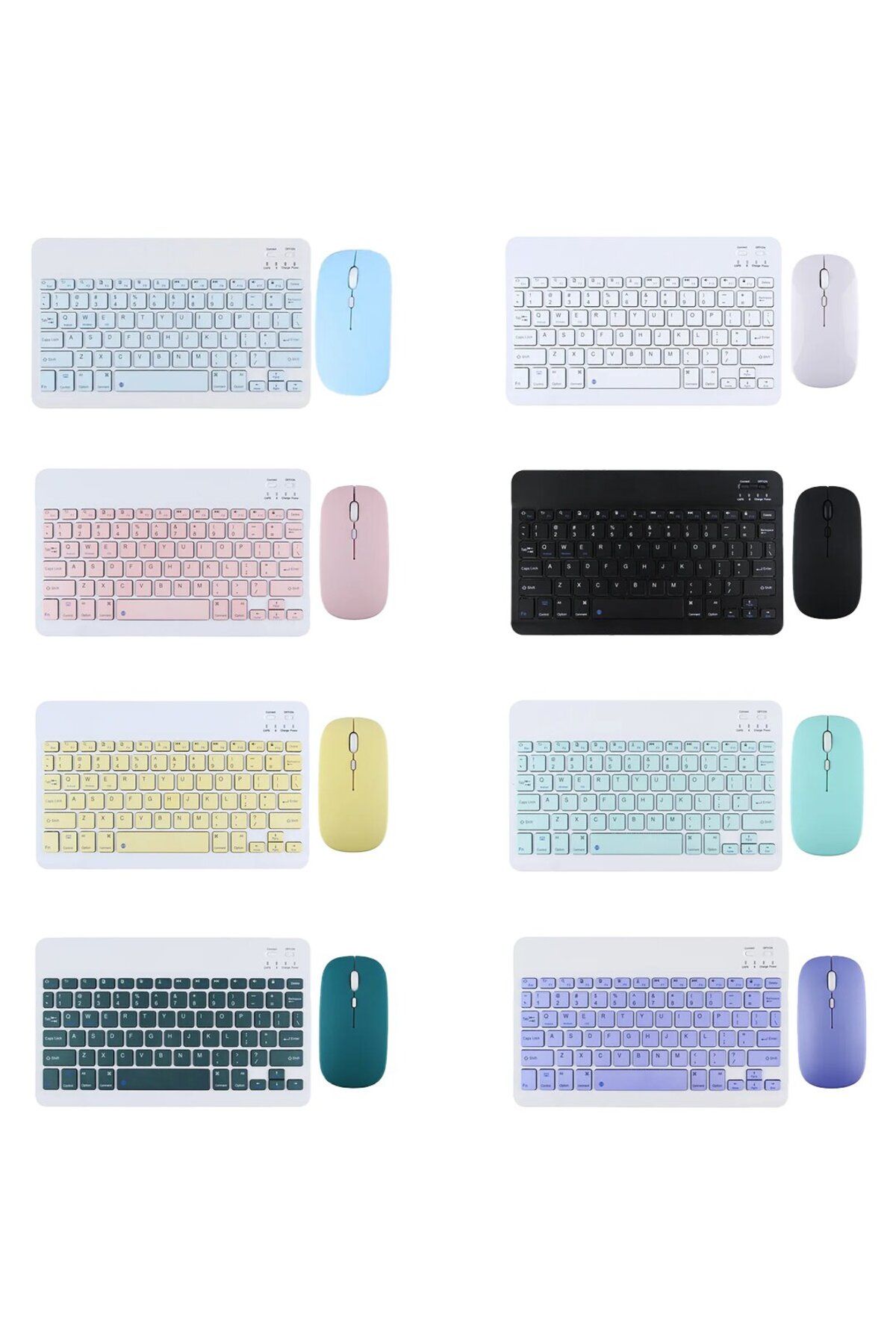 Kapamarka BLUETOOTH USB ŞARJLI KLAVYE - PİLLİ MOUSE SET İNCE - RENKLİ - 15X25CM PL-388