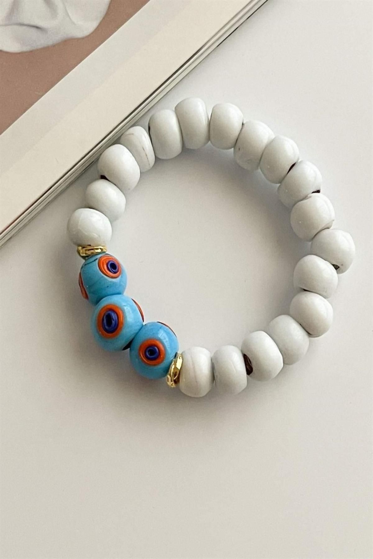 SOLHEL-Basement Elastic White Glass Stone Bracelet 2