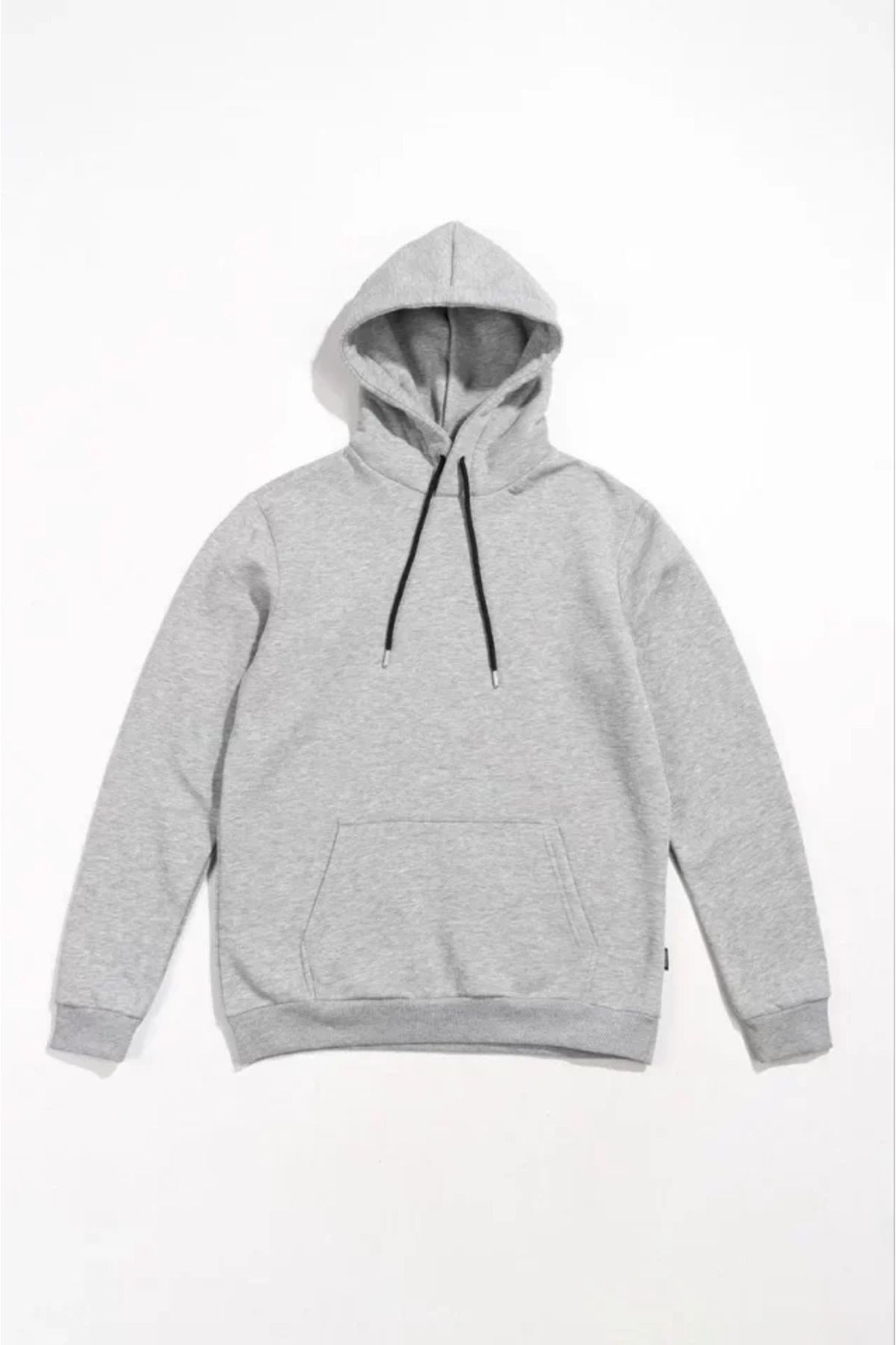 ATOM84 Erkek Uzun Kol Kapşonlu Basic Sweatshirt Hoodie - Gri