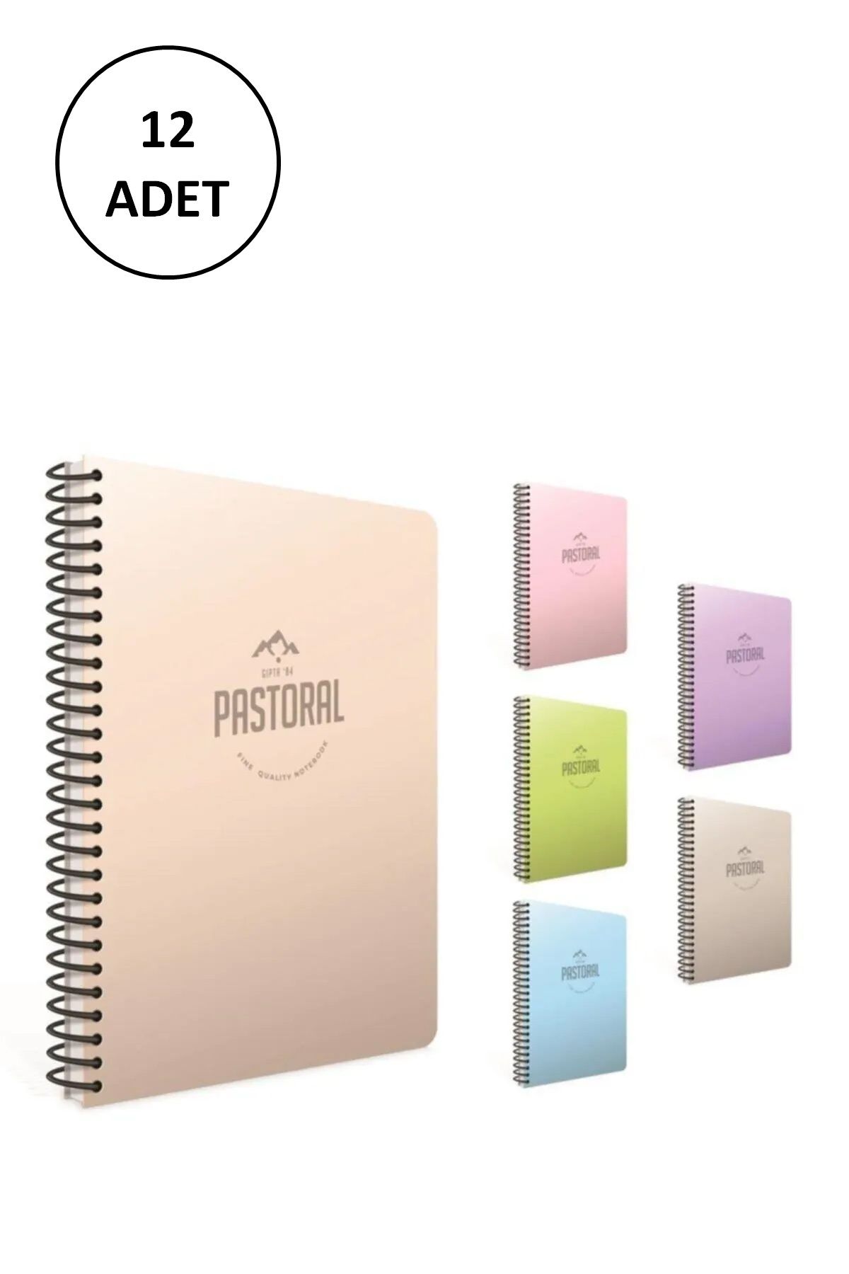 biltekno Gıpta Pastoral Spiralli Pp Kapak Defter 17x24cm 72 Yaprak Kareli (12 Adet)