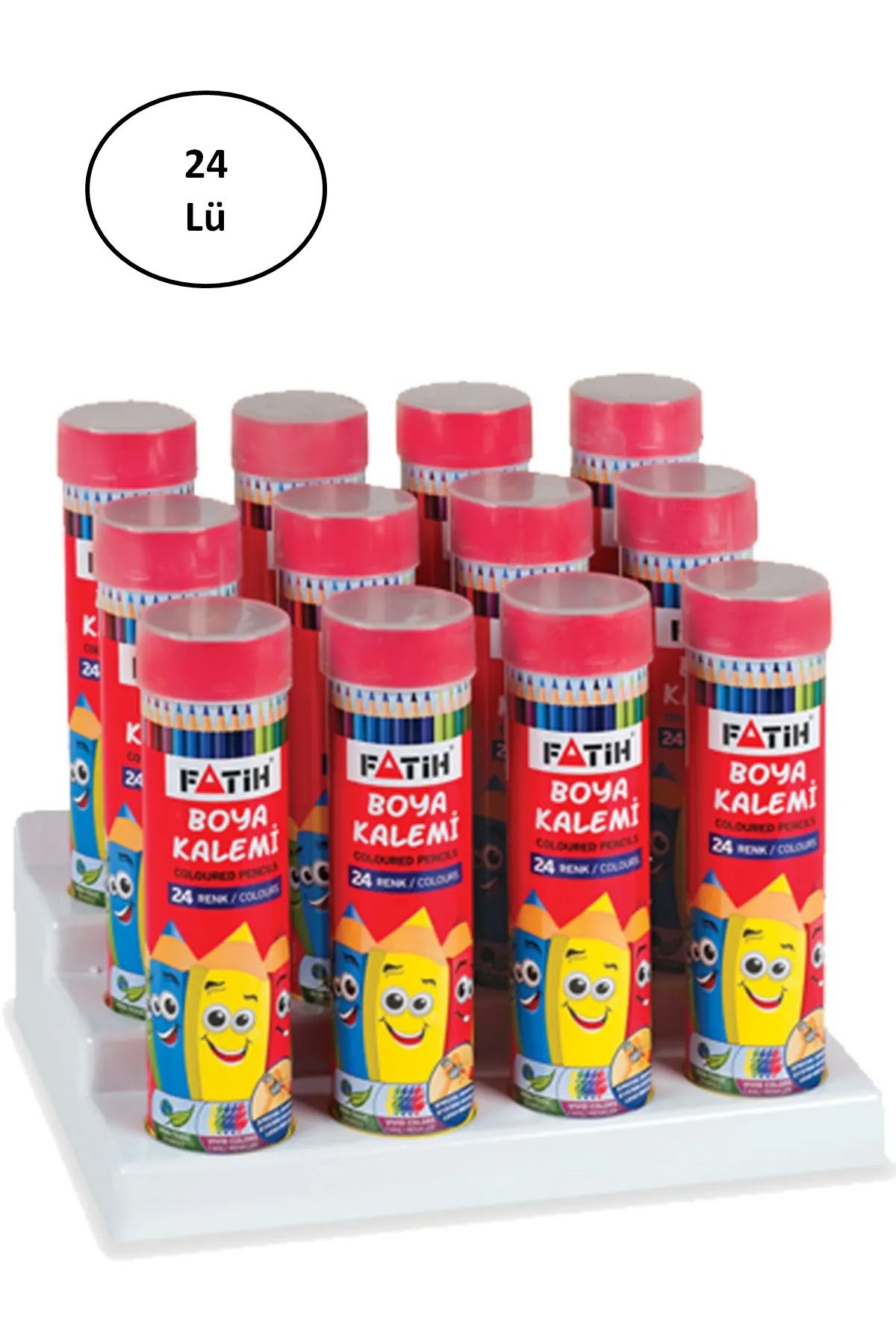 BirdoluSepet Fatih 12 Renk Tam Boy Tüplü Kuruboya 24 lü