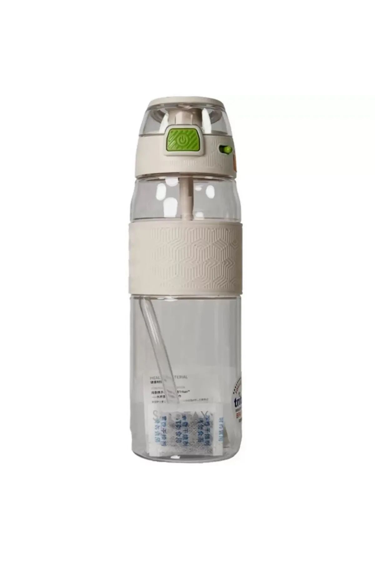Shotay-White Tritan Flask with Clear Lid and Strip, 800ml 1