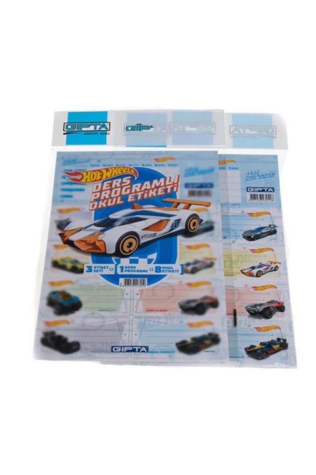 onixe Gıpta Okul Etiketi Ders Programlı Hot Wheels 3 Yaprak 16X24 1 Adet