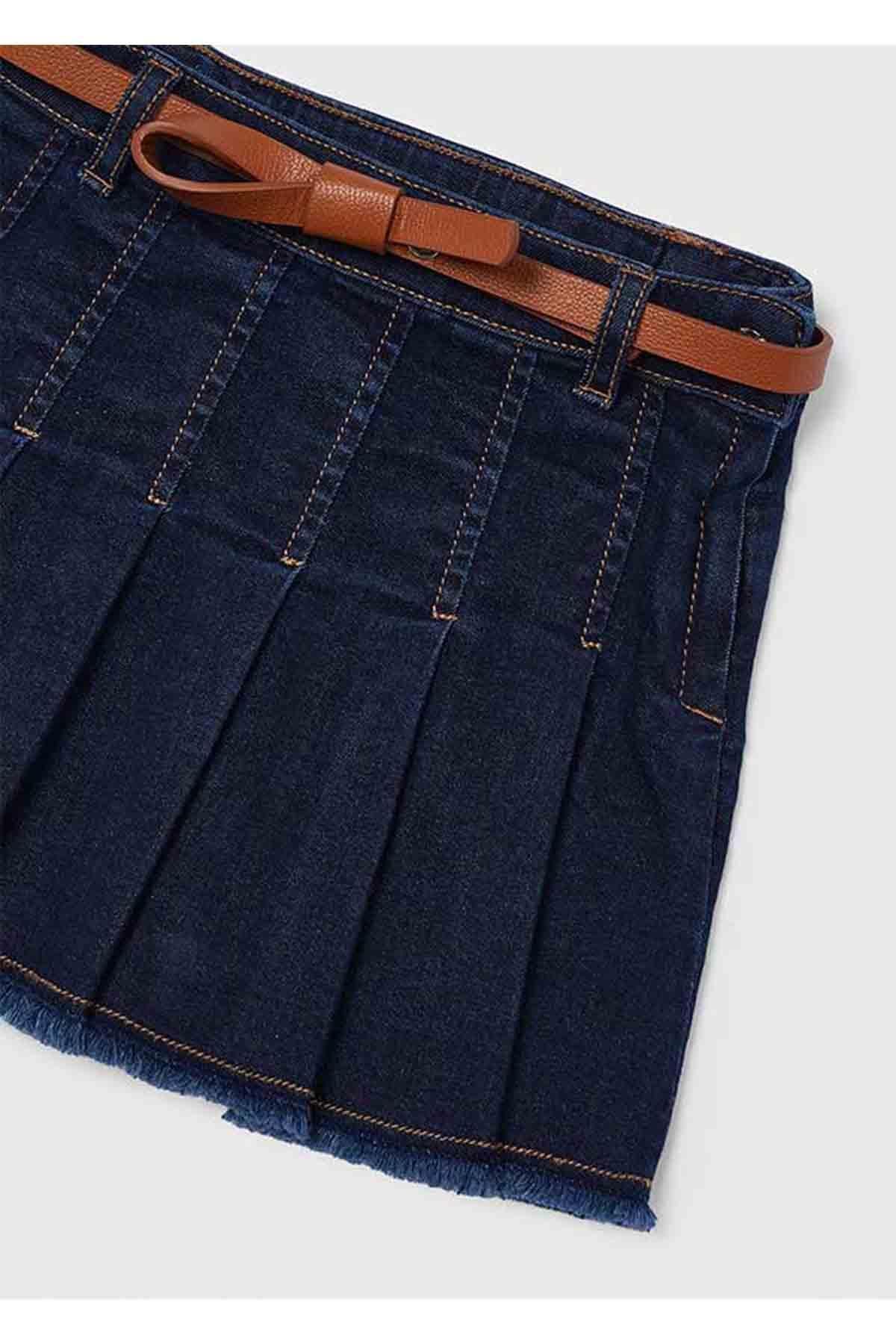 MAYORAL-Winter Girl's Belted Denim Skirt 5