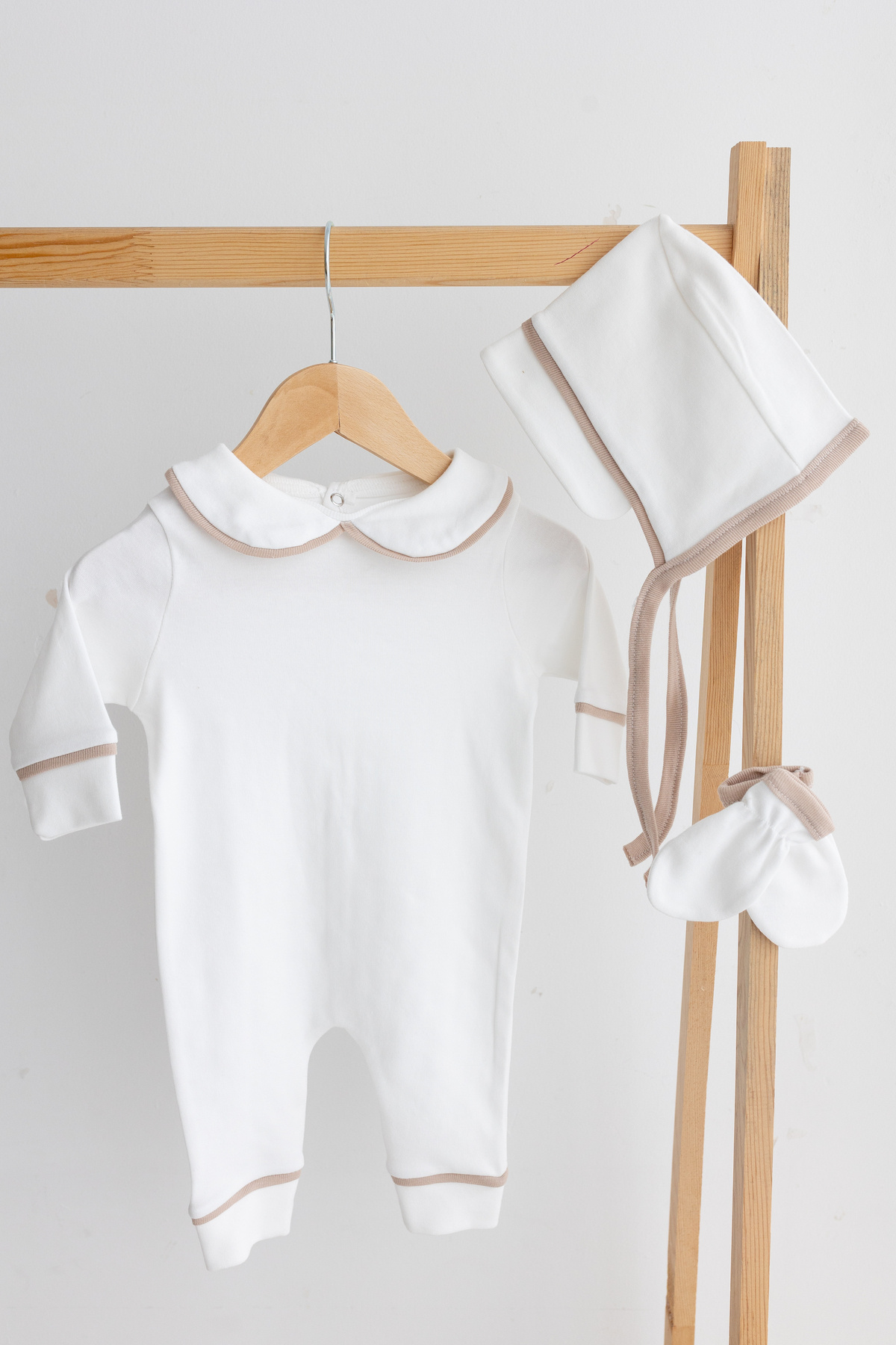 Bebe wini Latte Biyeli 3'lü Pamuklu Tulum Seti fotoğrafı 2 (önizleme)