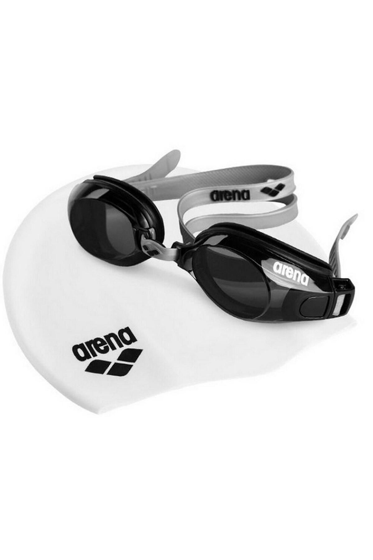 ARENA Pool Set Unisex Gri Yüzücü Bone & Gözlük Seti 9242255