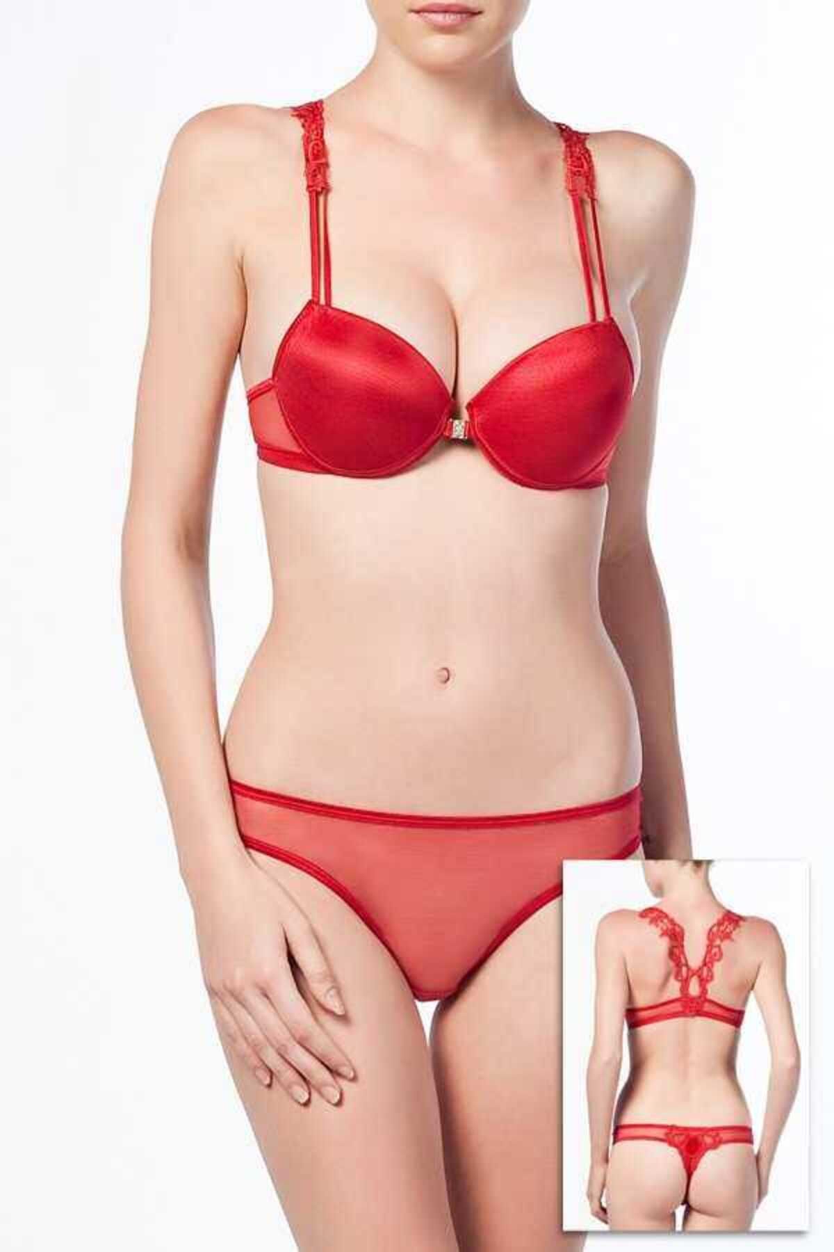 Anıl Lingerie-Set de chiloți sutien cu șireturi cu împingere în sus, cu susținere, cu sârmă, pentru femei 4637 2
