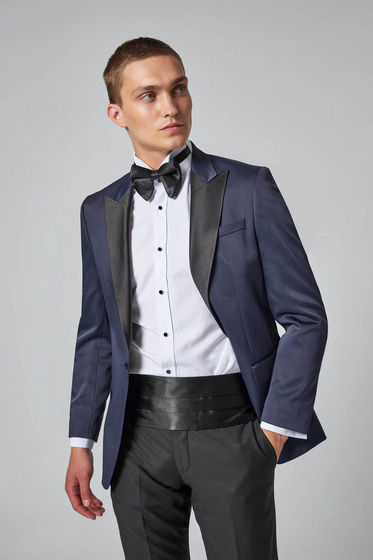 اسموکینگ آبی مردانه SLIM FIT NAVY TEAM D'S Damat