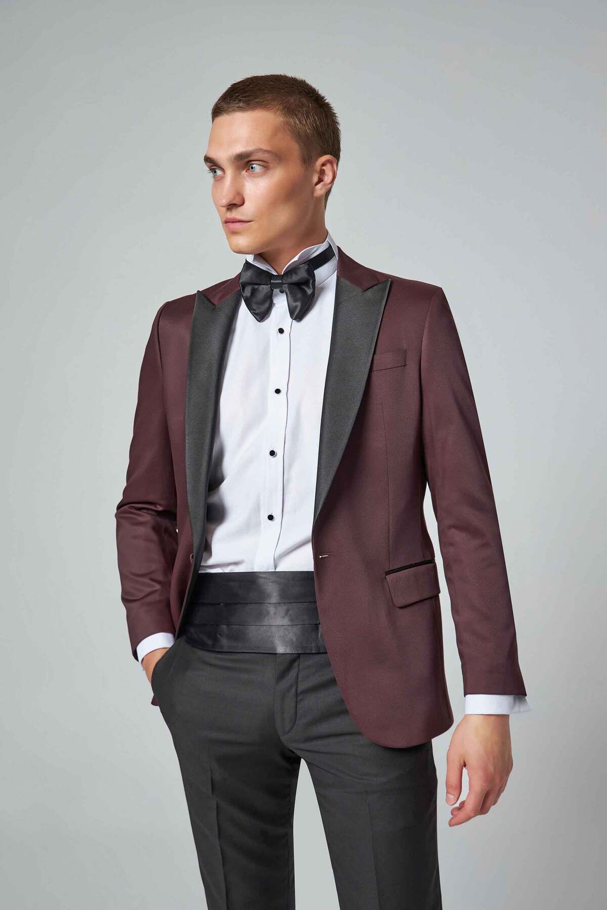 اسموکینگ قرمز مردانه SLIM FIT TEAM اورجینال D'S Damat