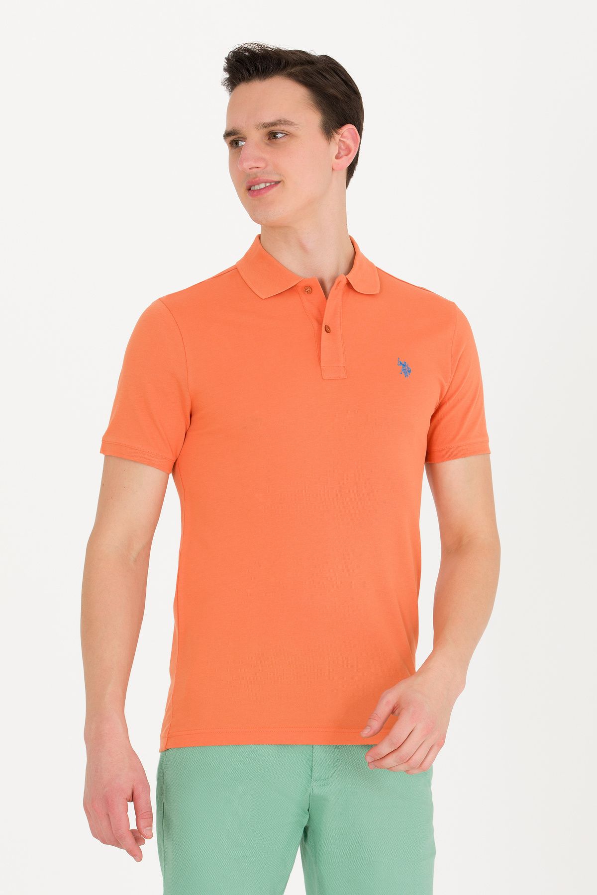 تی شرت یقه پولو قرمز مردانه کاشی YAKA U.S. Polo Assn.