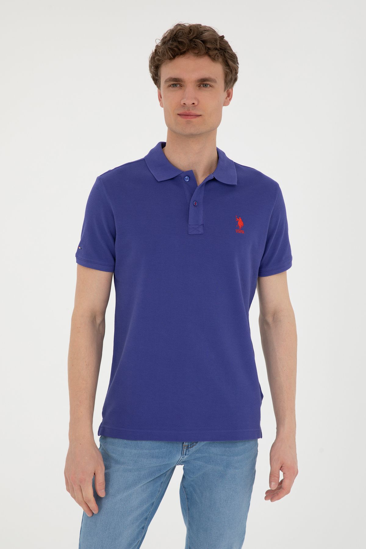 تی شرت یقه پولو آبی مردانه اصلی U.S. Polo Assn.