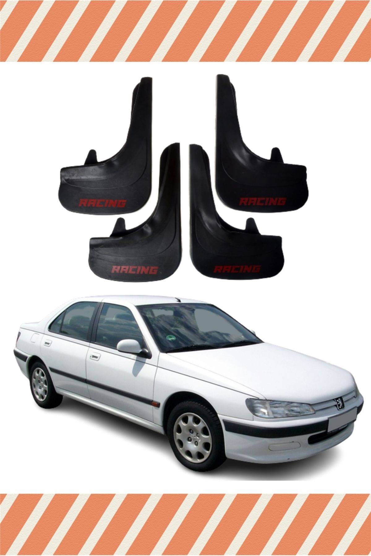 Alpax Peugeot 406 Racing yazılı 4’lü tozluk çamurluk paçalık şık ve sağlam koruma