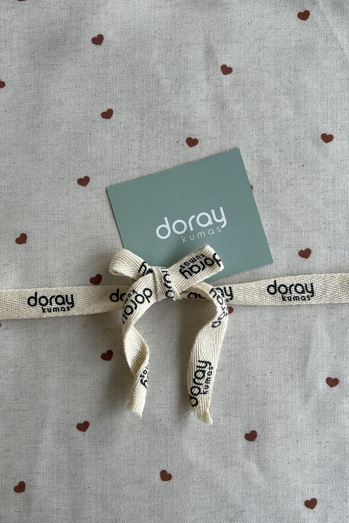 Doray Kumaş-Little Heart Patterned Viscose Linen Fabric / Dry - 148 3