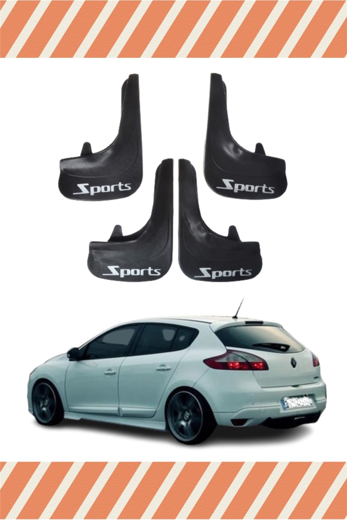 Alpax Renault Megane 3 Hb 2010-2016 Sports yazılı 4’lü tozluk çamurluk paçalık